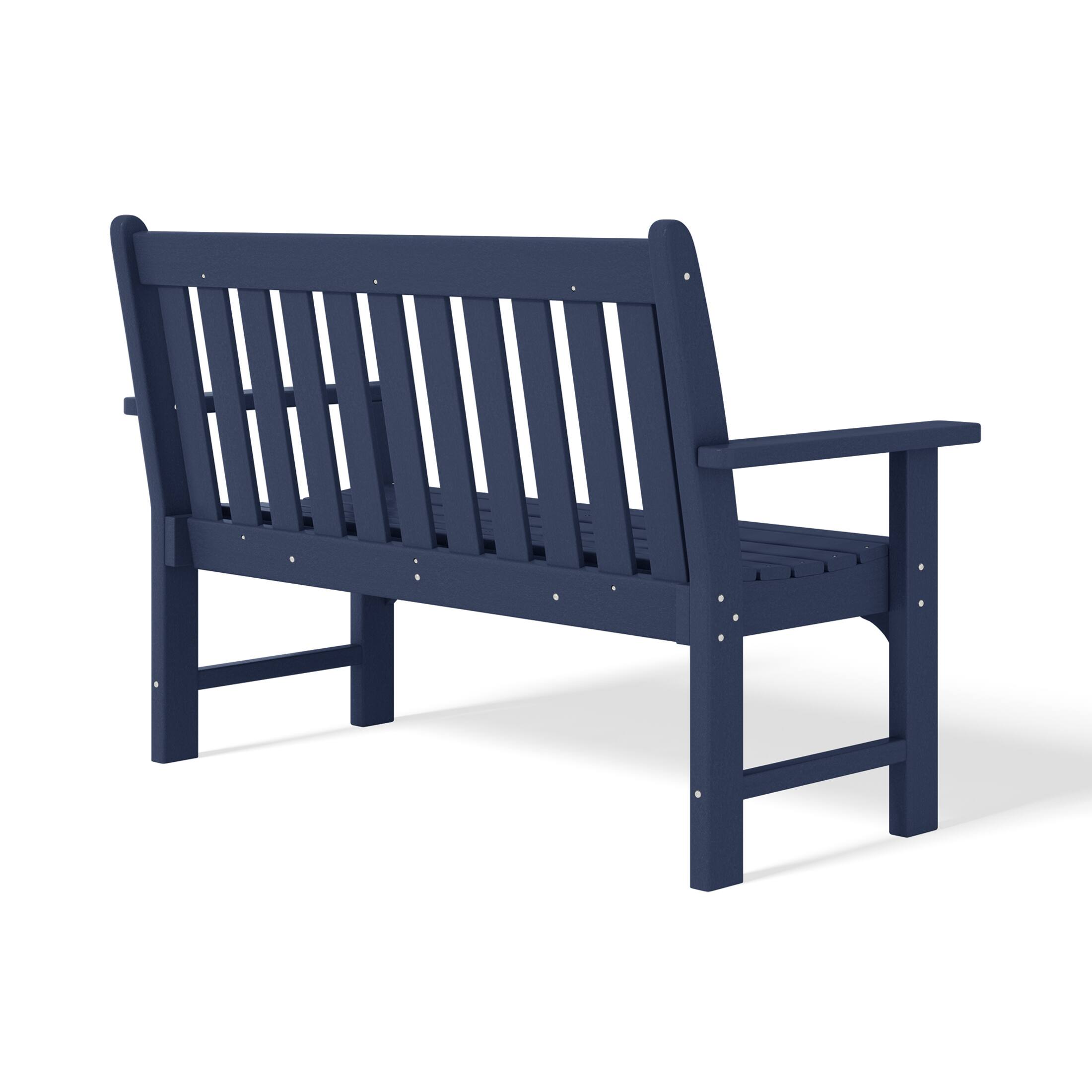 Alt View 1. WestinTrends - WestinTrends Malibu Outdoor 2-Person All-Weather HDPE Front Porch Garden Bench - Navy Blue.