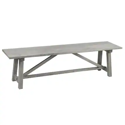 Front. AmeriHome - AmeriHome Trestle Farm House Mango Wood 53 in. Bench - Grey - Grey.