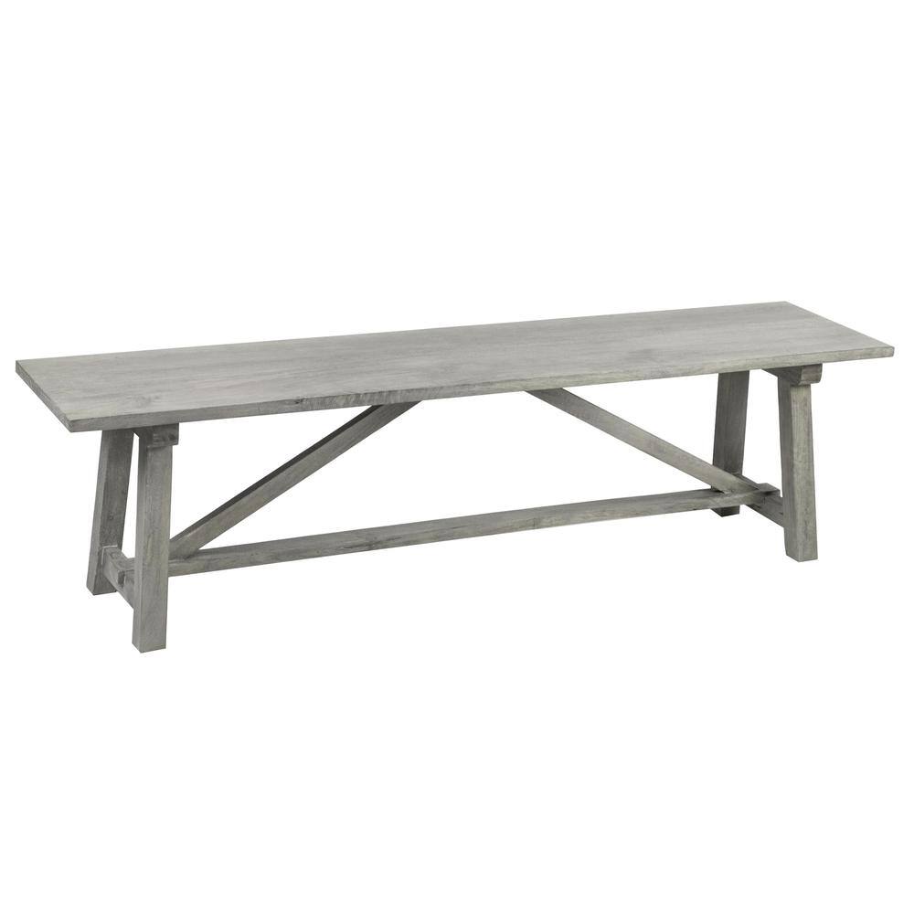 Front. AmeriHome - AmeriHome Trestle Farm House Mango Wood 53 in. Bench - Grey - Grey.