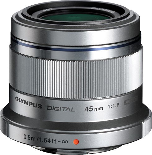 Angle View: Olympus - M.Zuiko Digital ED 45mm f/1.8 Portrait Lens for Most Micro Four Thirds Cameras - Silver