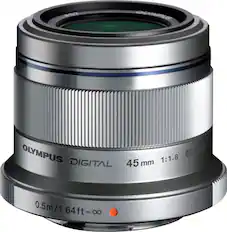 Front. Olympus - M.Zuiko Digital ED 45mm f/1.8 Portrait Lens for Most Micro Four Thirds Cameras - Silver.