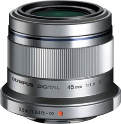 Olympus - M.Zuiko Digital ED 45mm f/1.8 Portrait Lens for Most Micro Four Thirds Cameras - Silver - Front_Zoom