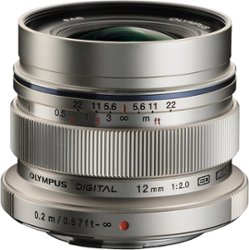 Olympus - M.Zuiko Digital ED 12mm f/2.0 Wide-Angle Lens for Most Micro Four Thirds Cameras - Silver - Angle_Zoom