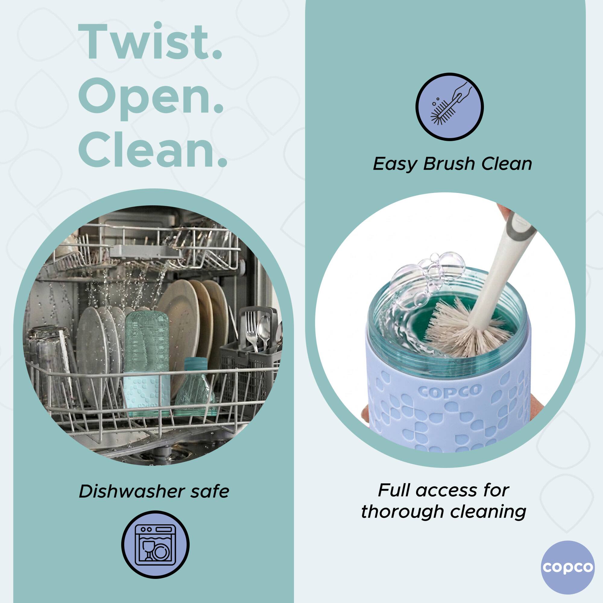 Twist. Open. Clean.

Easy Brush Clean

Dishwasher safe

Full access for thorough cleaning

COPCO