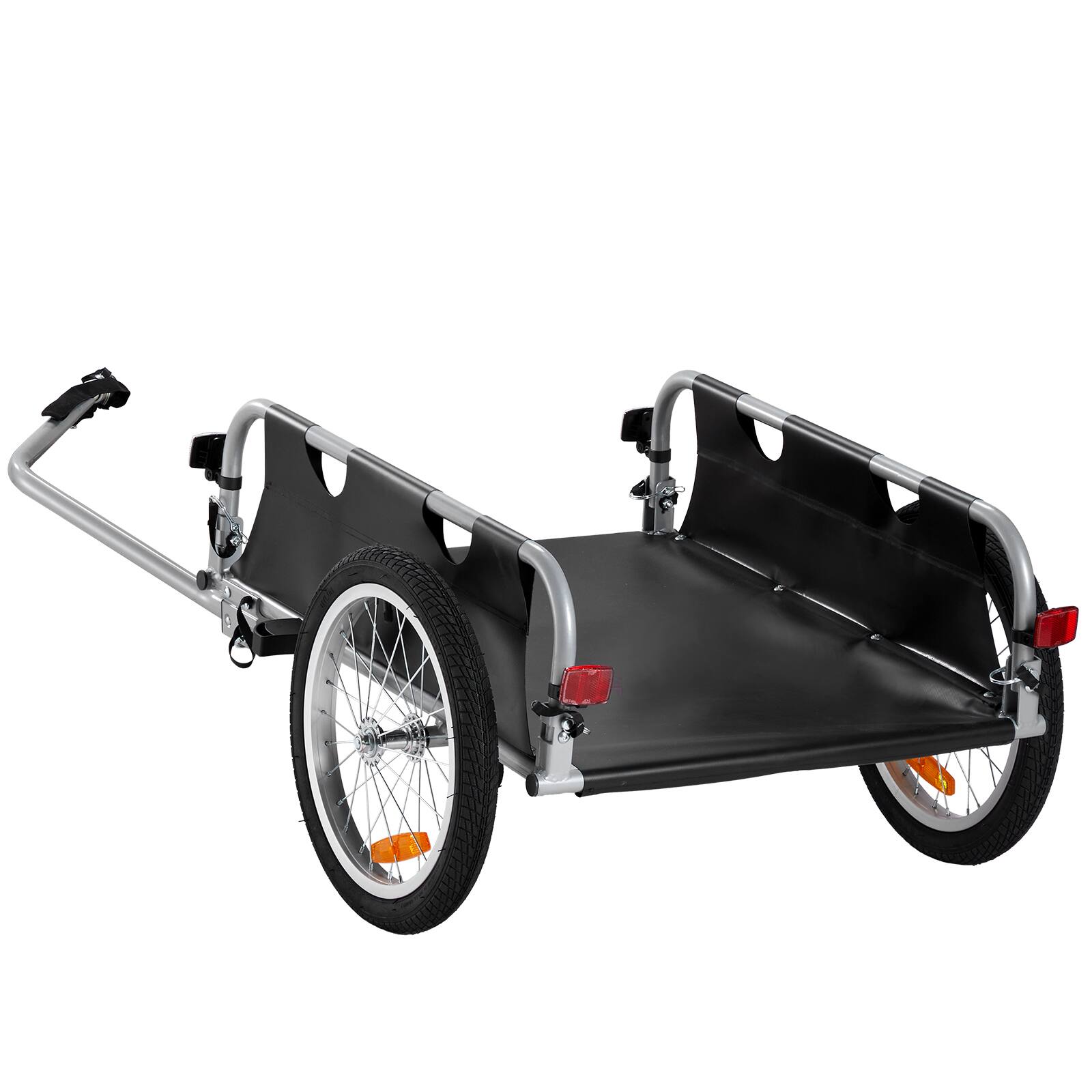 Alt View 5. VEVOR - Bike Cargo Trailer, 100 lbs Load Capacity, Heavy-Duty Bicycle Wagon Cart, Foldable Compact Storage & Quick Release - Black + Silver.