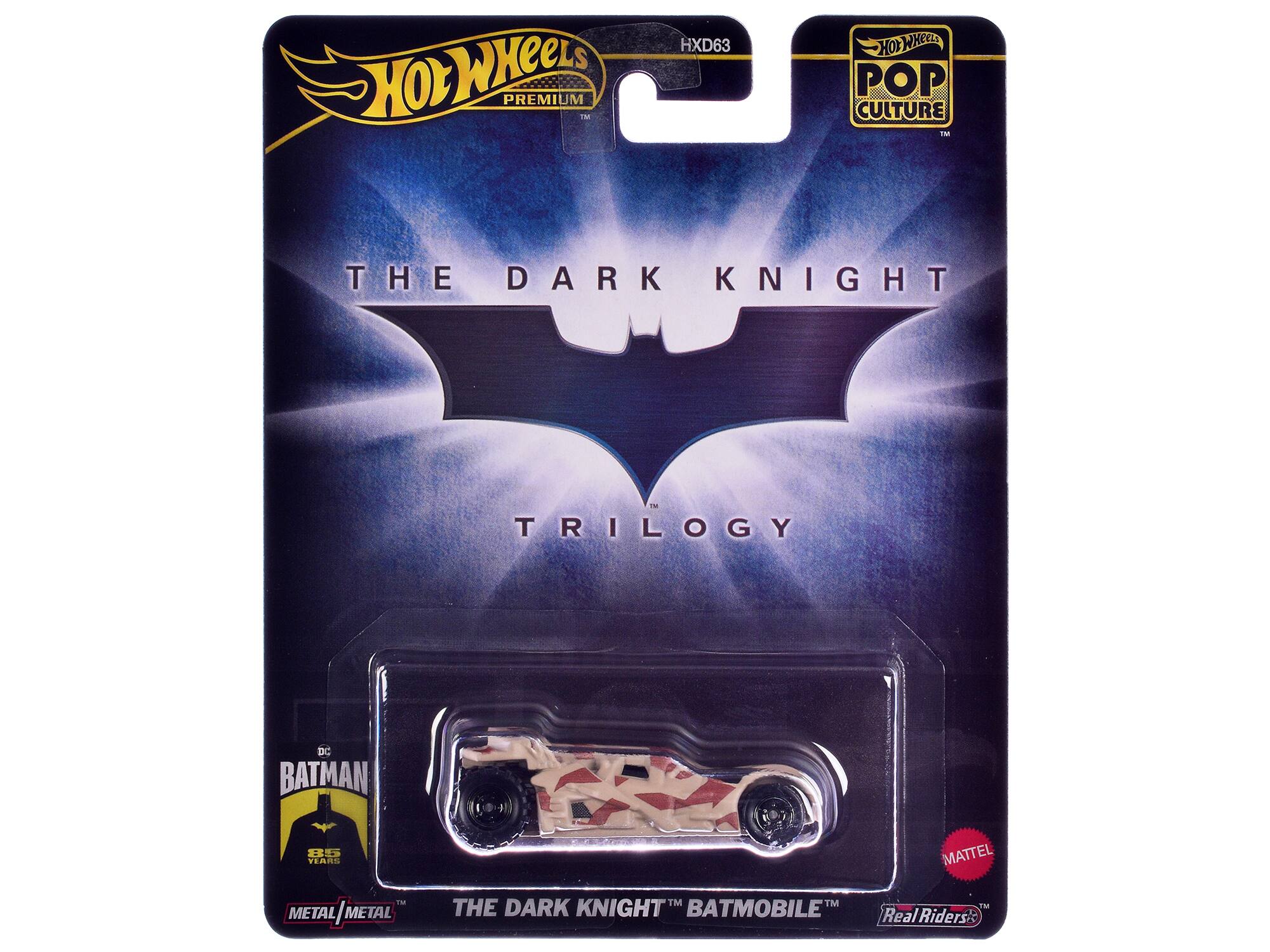 Hot Wheels Premium M HXD63 Hot Wheels Pop Culture 1M The Dark Knight in Trilogy DC Batman HS Years Mattel - Metal|Metal Metal Metal TM TM TM The Dark Knight Batmobile Real Riders