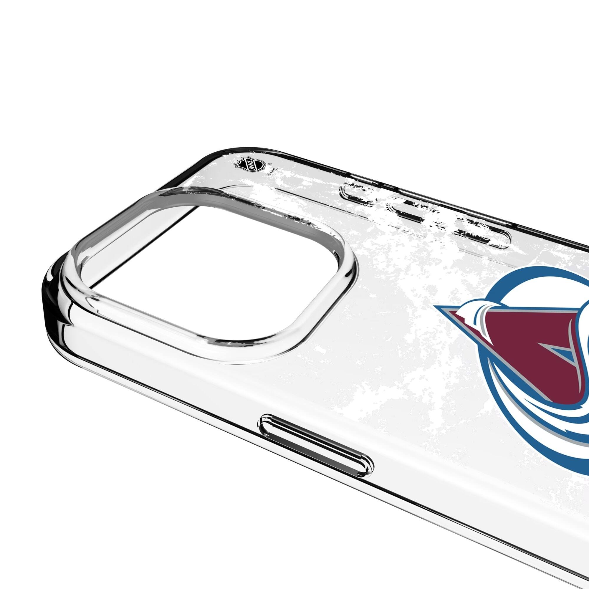 Alt View 2. Keyscaper - Colorado Avalanche iPhone Stripe Clear Ice Case - 16 Plus - Multicolor.