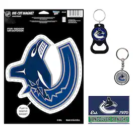 WinCraft - Vancouver Canucks 4-Pack Key Rings and Magnets Set - Multicolor