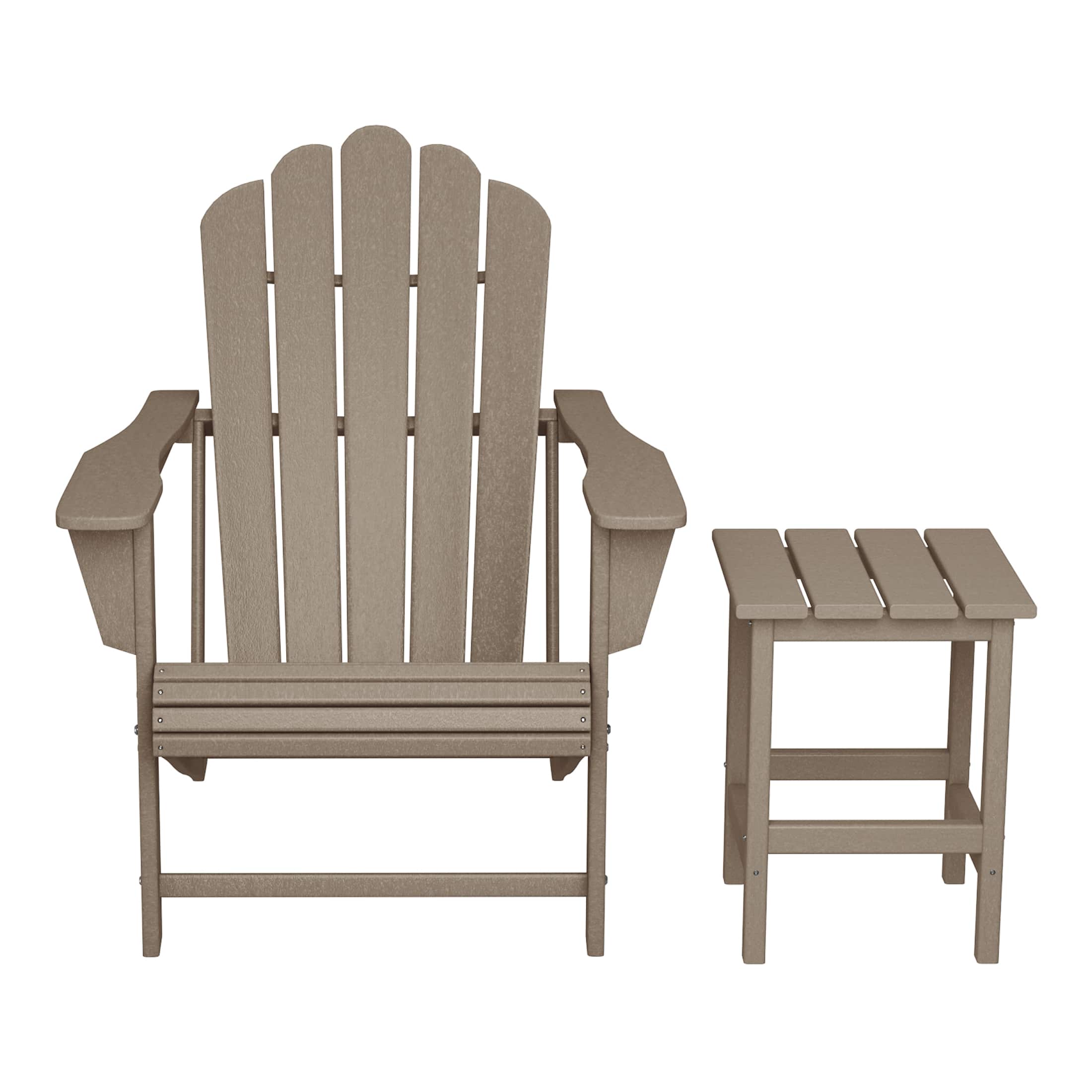 WestinTrends - Highland Outdoor Patio HDPE Adirondack Chair With Cup Holder and Table Set - Weathered Wood price history on PriceWatchPro