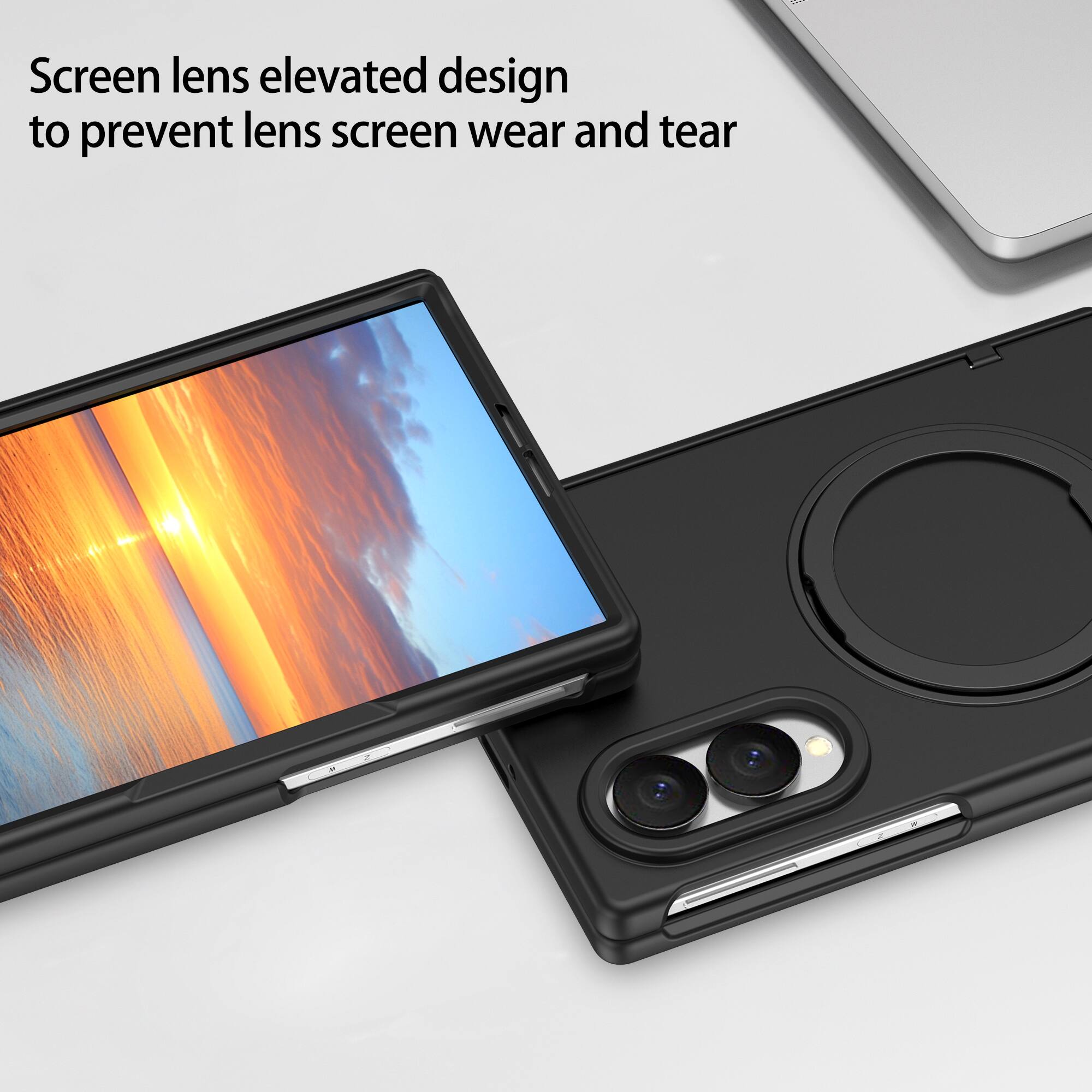 Screen lens elevated design to prevent lens screen wear and tear