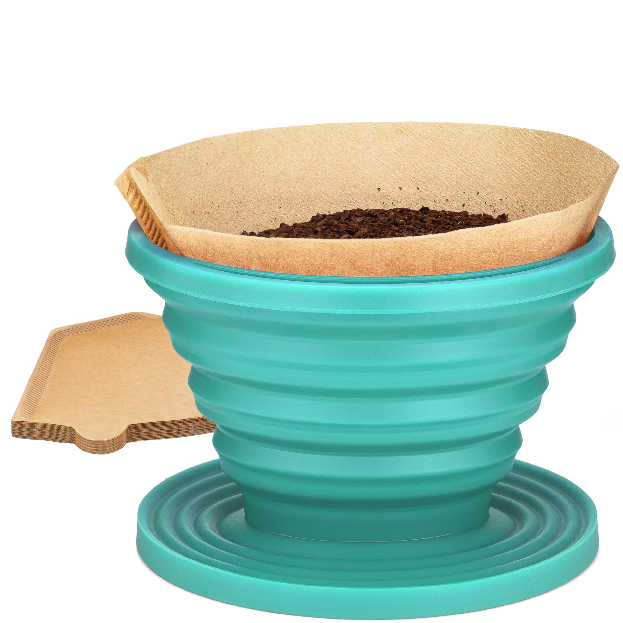 Fabibe - Sierra Camping Pour Over Coffee Dripper - Collapsible Includes Pack Of Paper Filters [black 1] - Teal Pack of 1