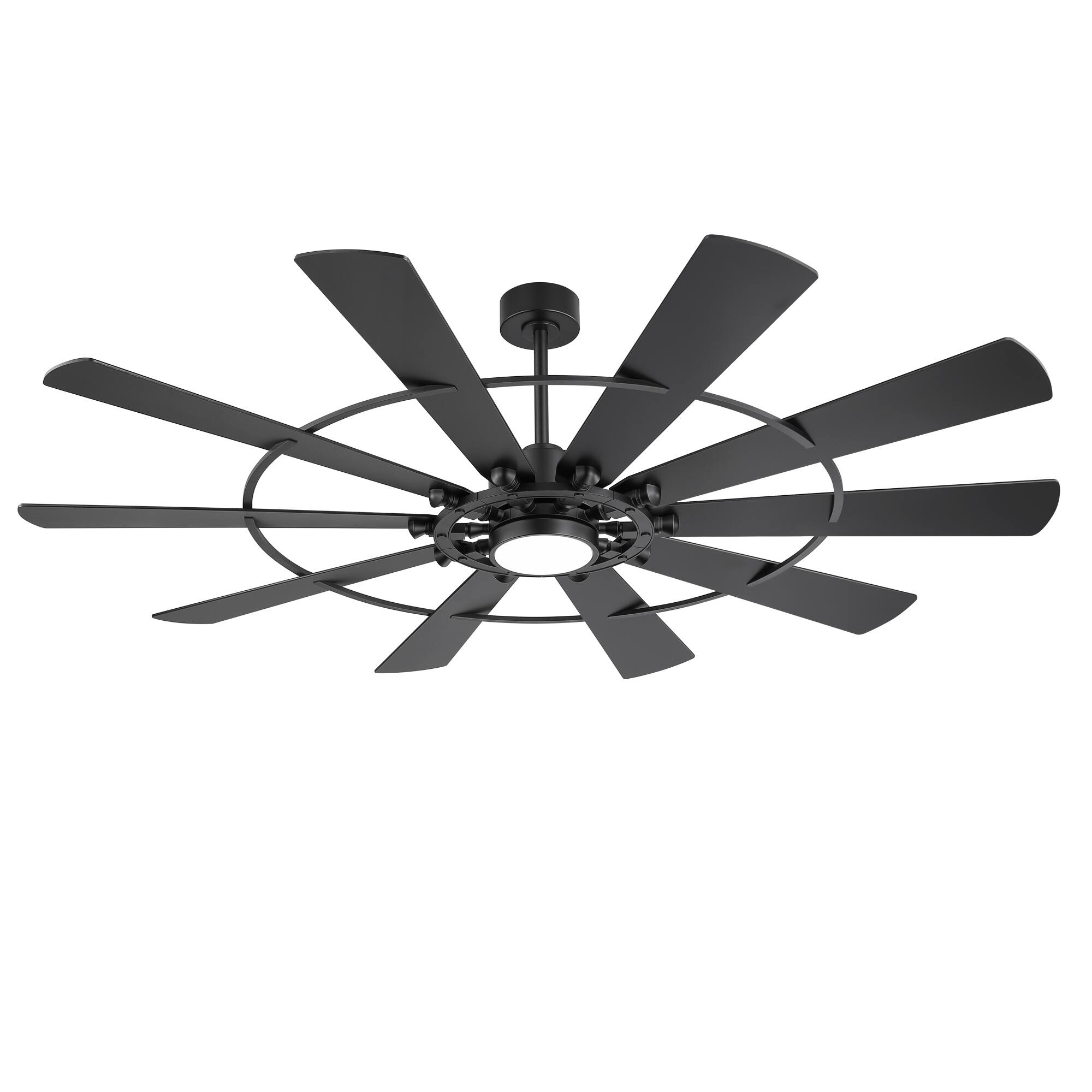 Alt View 9. Breezary - 72-In LED Ceiling Fan with Light, 10 Plywood Blades, 6-Speed DC Motor, Remote, Timer, 3CCT, 6"/12" Downrods - 72-Inch Black.