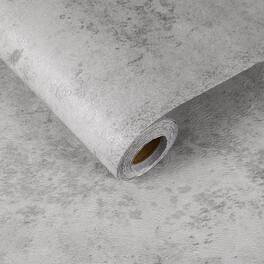Unique Bargains - 15.7x394 Concrete Wallpaper, Cement Contact Paper, Vinyl Stained Matte Crackle Textured Adhesive for Kitchen & Bathroom - Crackle Grey White
