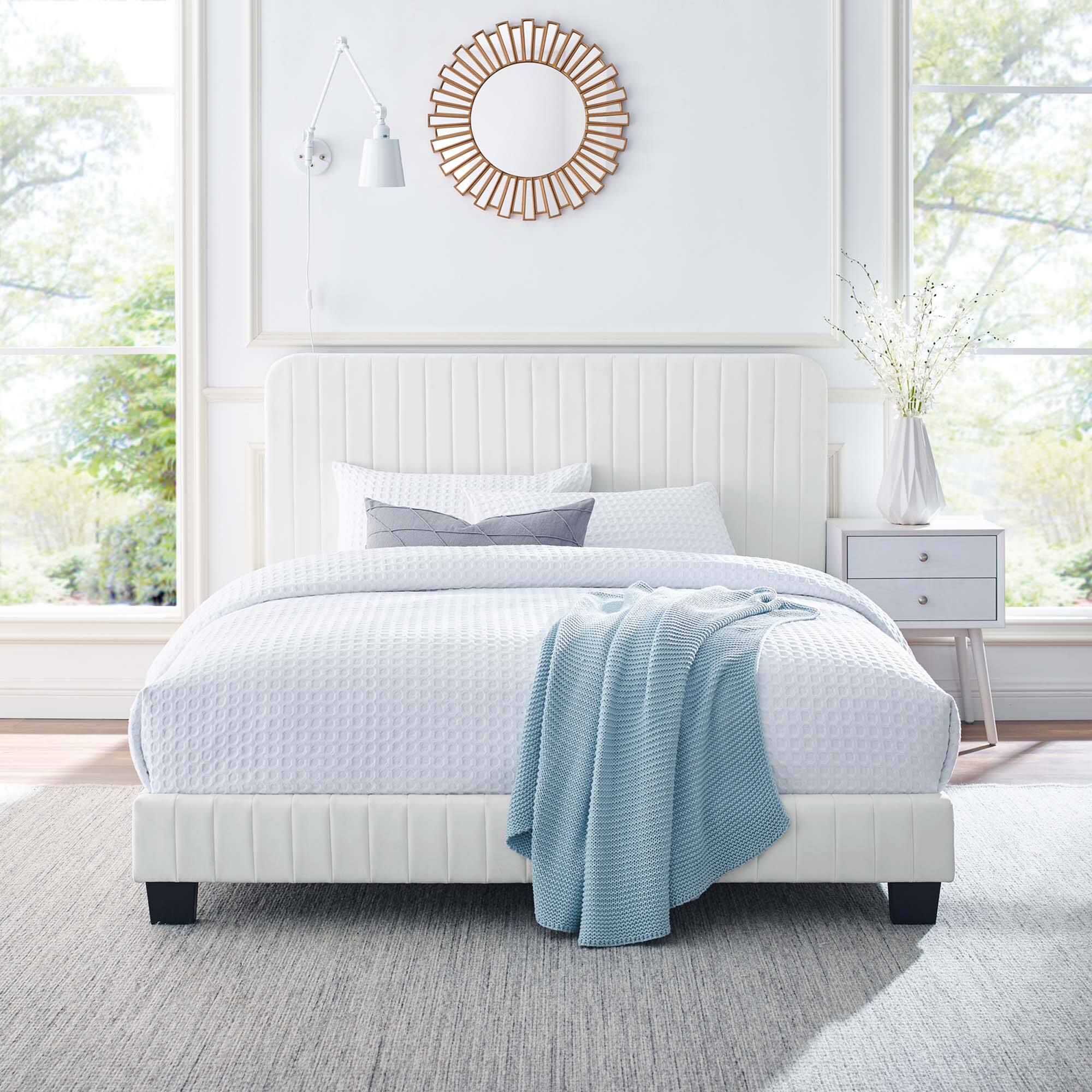 Alt View 3. Modway - Current Performance Velvet Full Platform Bed - Red.