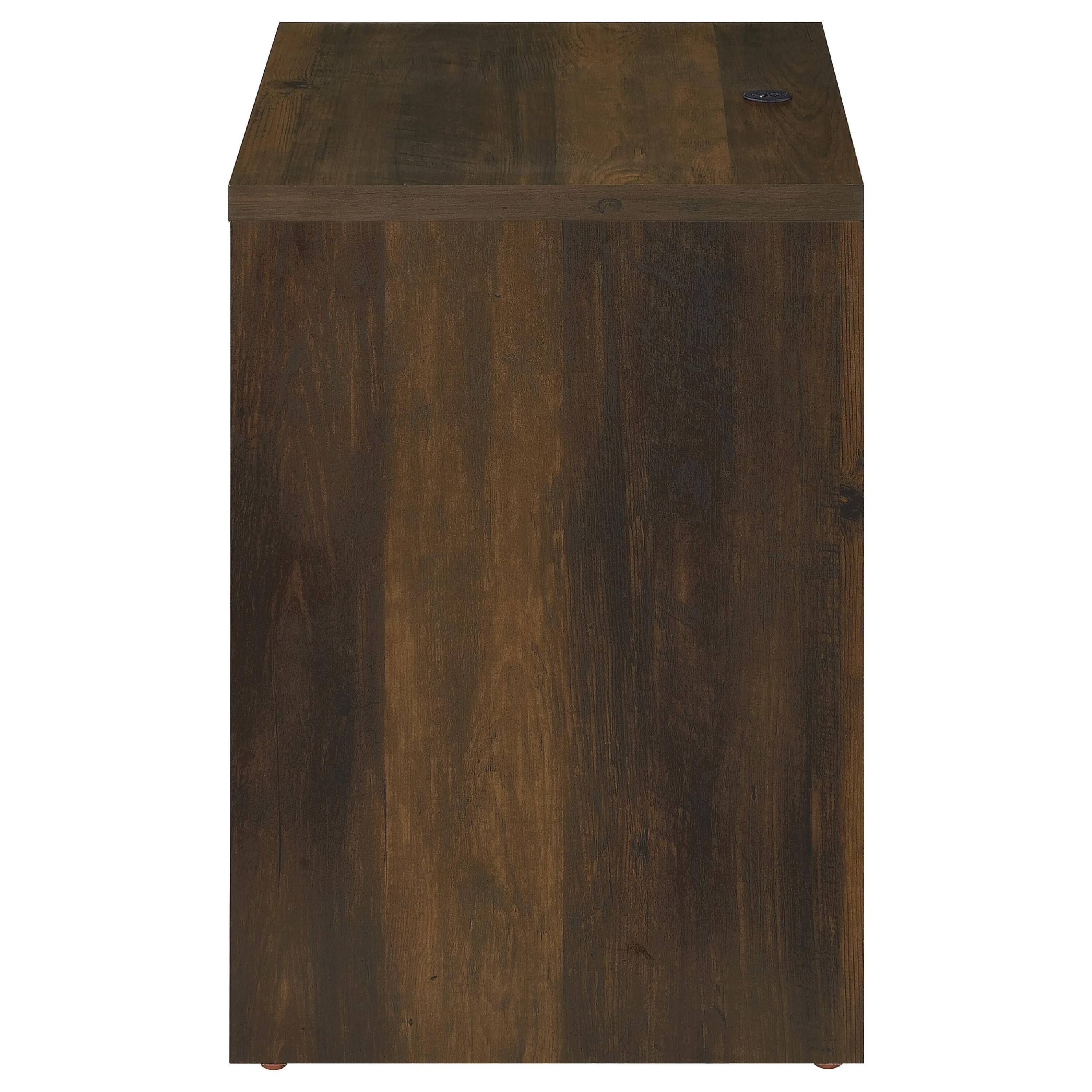 Alt View 2. Manhattan Lane - Park Nightstand, 2 Drawers, LED Light & USB Ports, Dark Pine Wood - Dark Pine Brown.