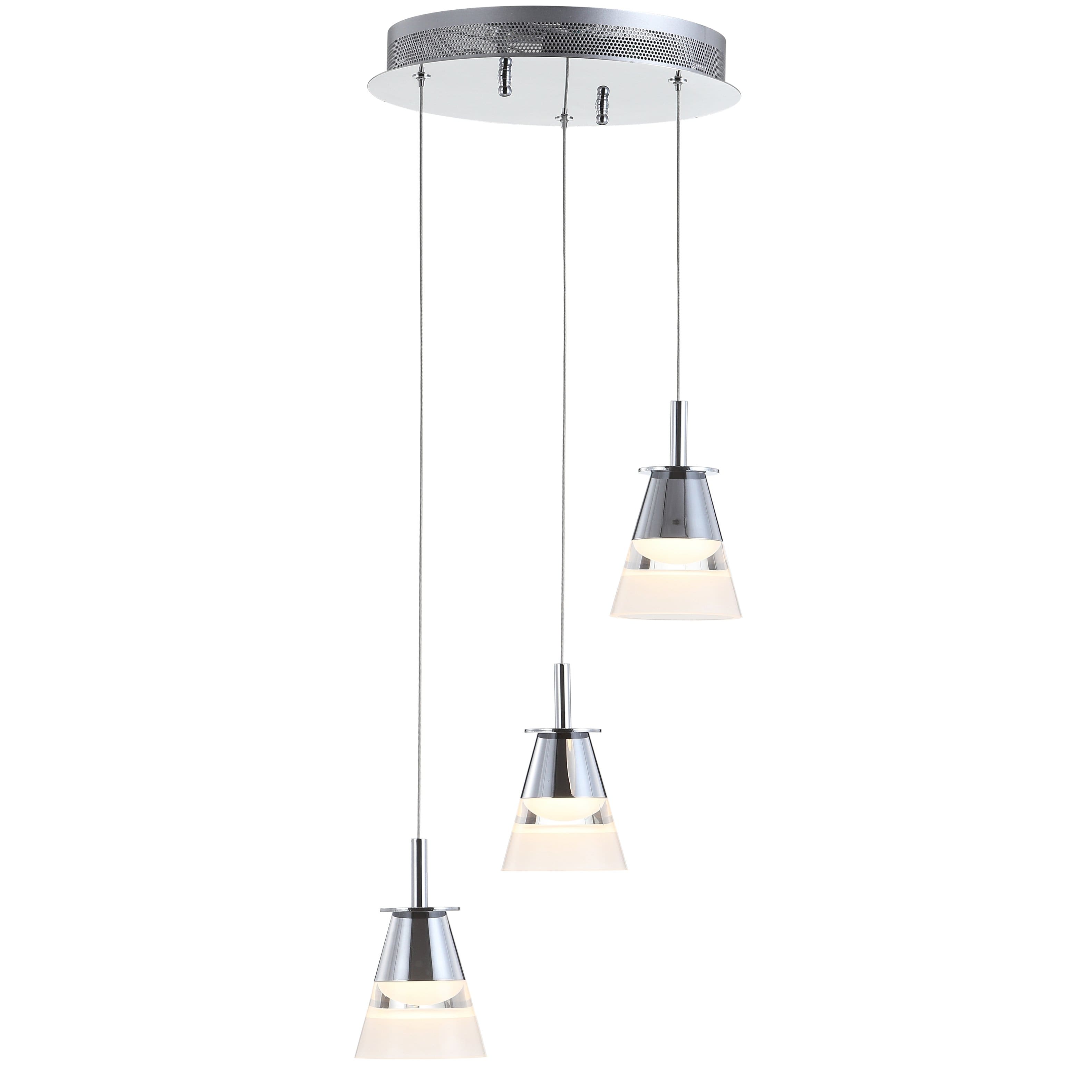 "Jonathan Y - Alain 12.5"" 3-Light Adjustable Cascading Metal Integrated Cluster LED Pendant, Chrome - Chrome/White" price history on PriceWatchPro