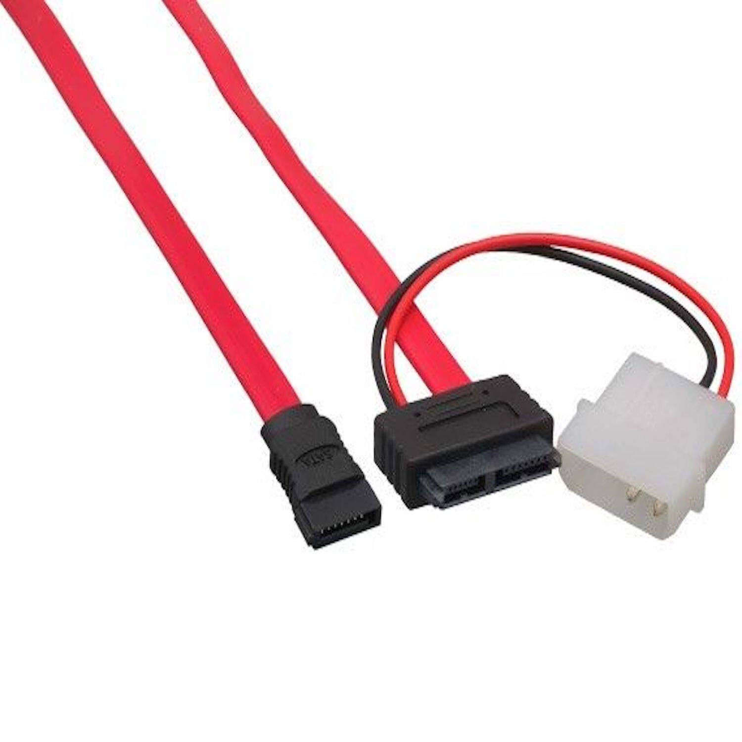 Left. Sanoxy - 12in Slimline SATA to SATA Data with 4-Pin LP4 Power - Multi.