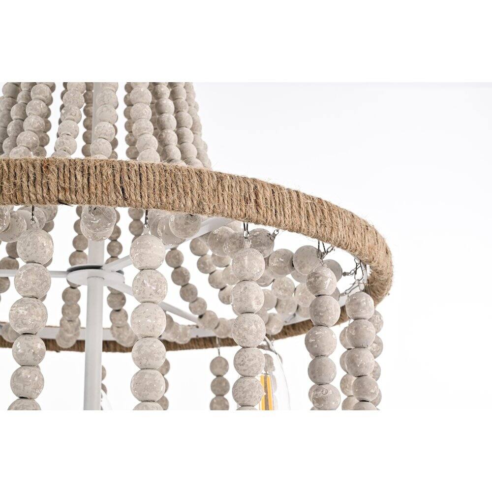 Alt View 1. Living District - Jolie 16 Inch Beaded Pendant In Antique White - Antique White.