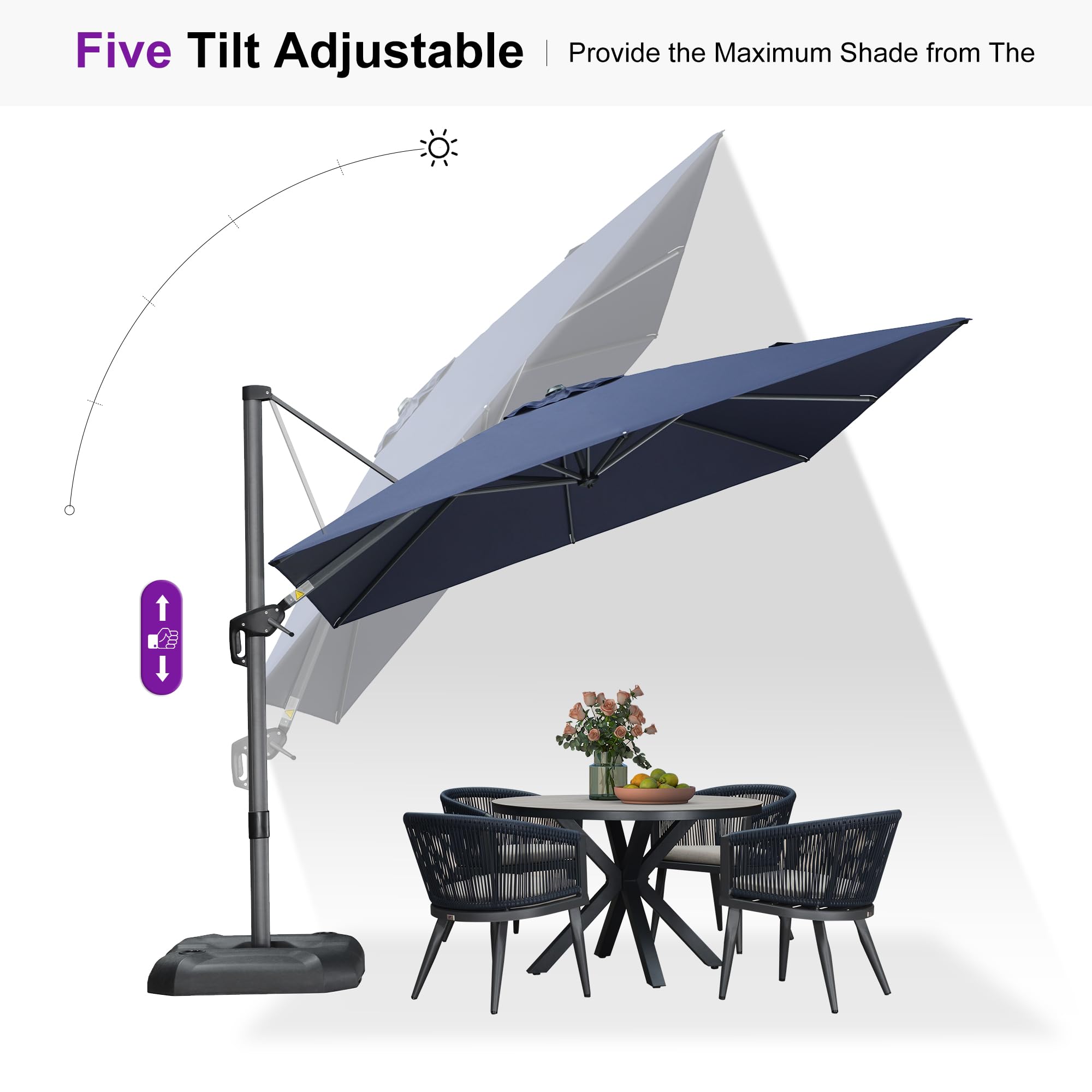 Five Tilt Adjustable  
Provide the Maximum Shade from The Sun