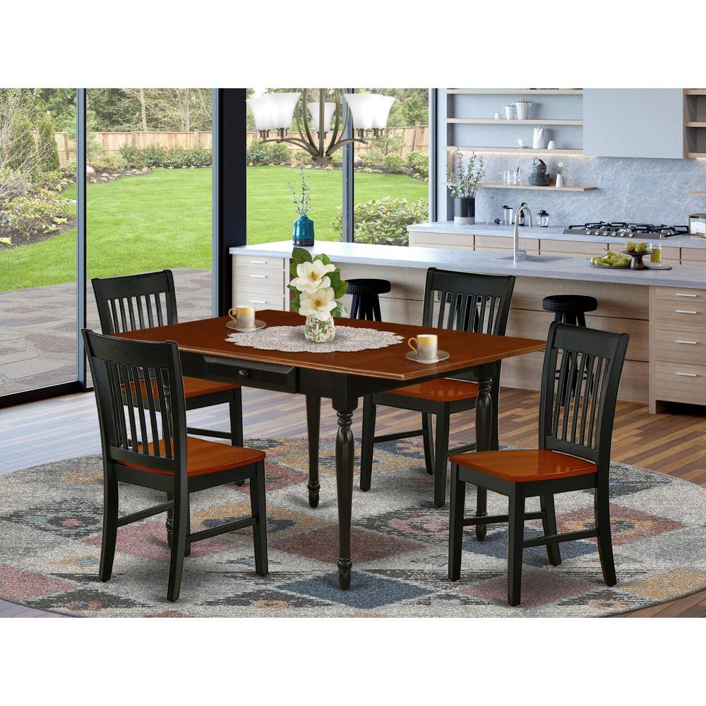 Angle. East West Furniture - Dining Room Set Black & Cherry - Brown.
