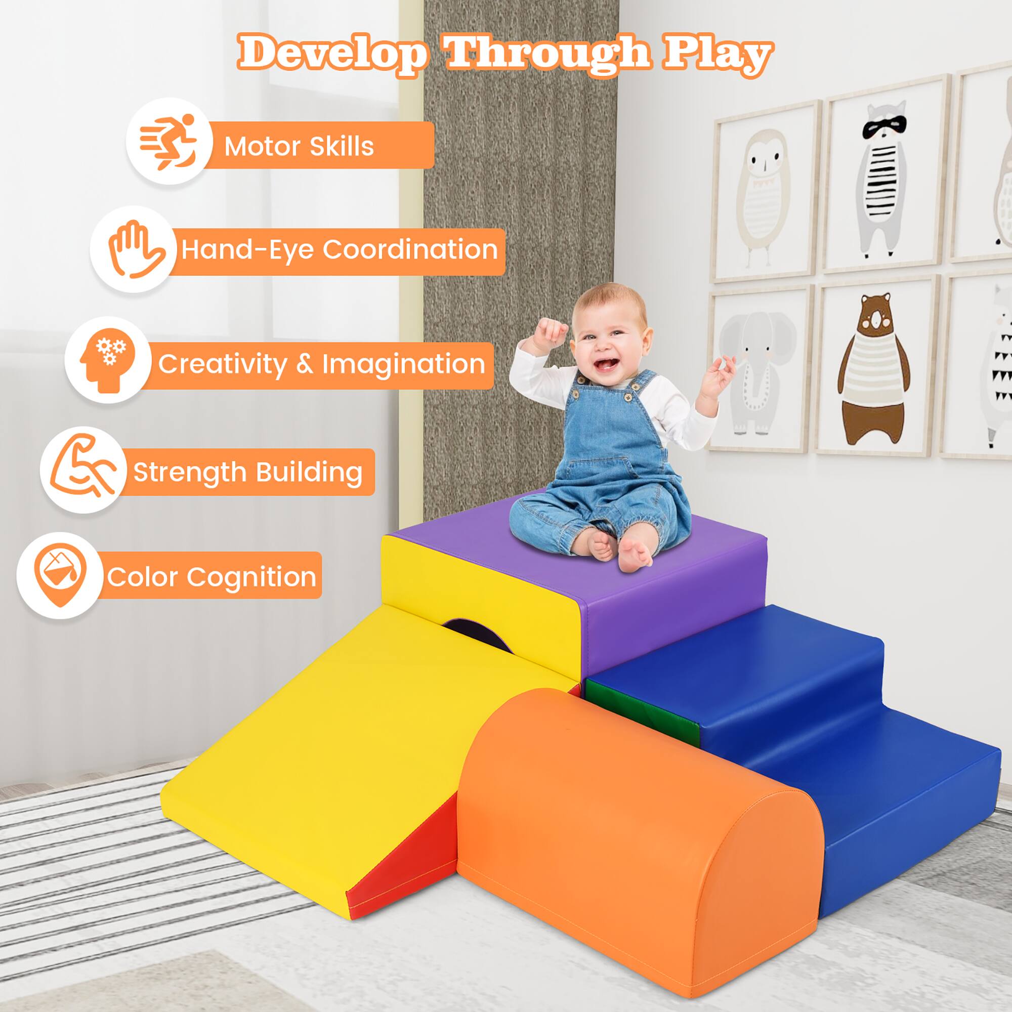 Develop Through Play

- Motor Skills
- Hand-Eye Coordination
- Creativity & Imagination
- Strength Building
- Color Cognition