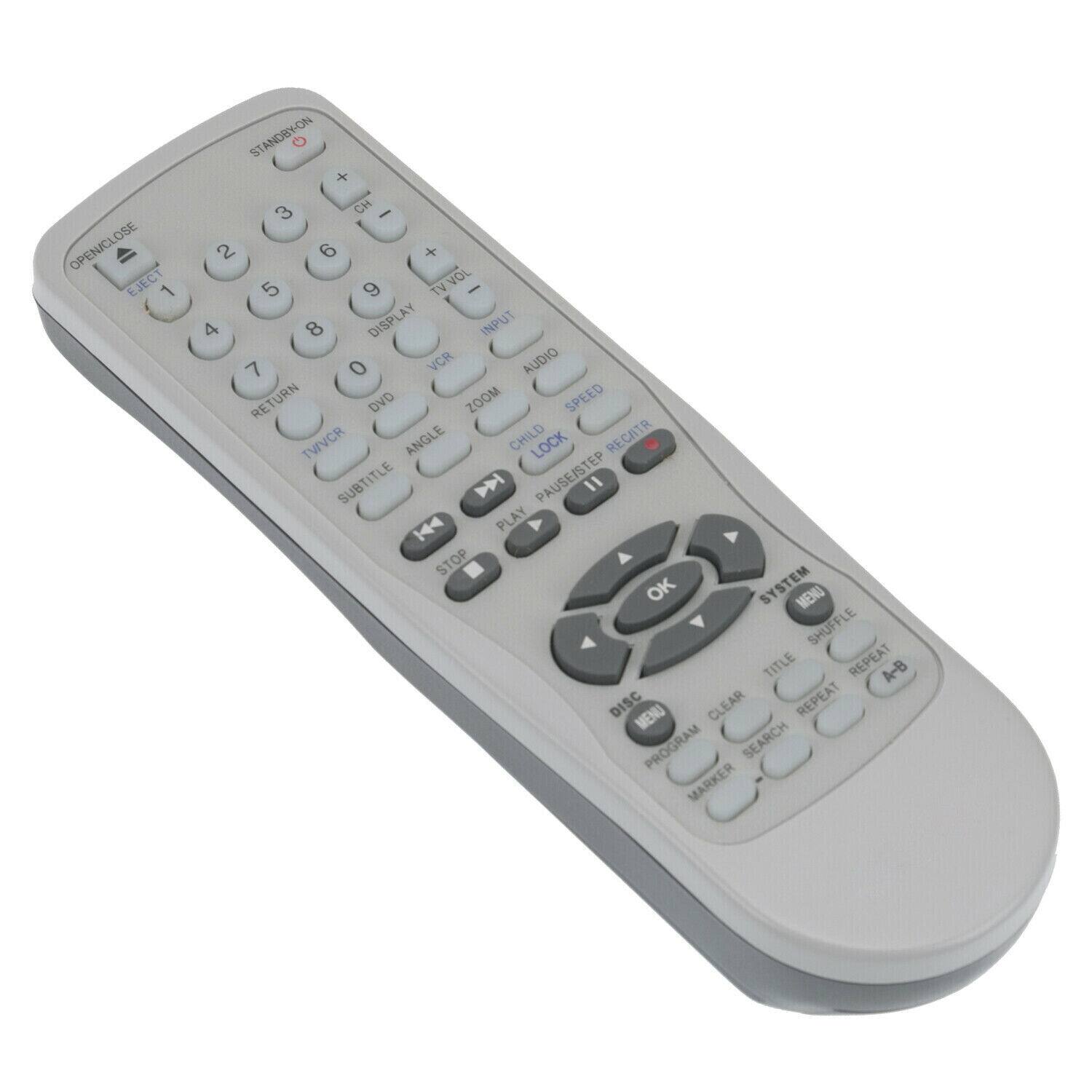 OPEN/CLOSE EJECT 1 STANDBY-ON + 3 CH - 2 6 + 5 VOL 9 TV - 4 8 DISPLAY INPUT 7 0 VCR AUDIO RETURN DVD ZOOM SPEED TWVCR ANGLE CHILD LOCK RECATR SUBTITLE M PAUSE/STEP 1 144 PLAY STOP OK SYSTEM MENU SHUFFLE TITLE REPEAT A-B DISC MENU CLEAR REPEAT PROGRAM SEARCH MARKER