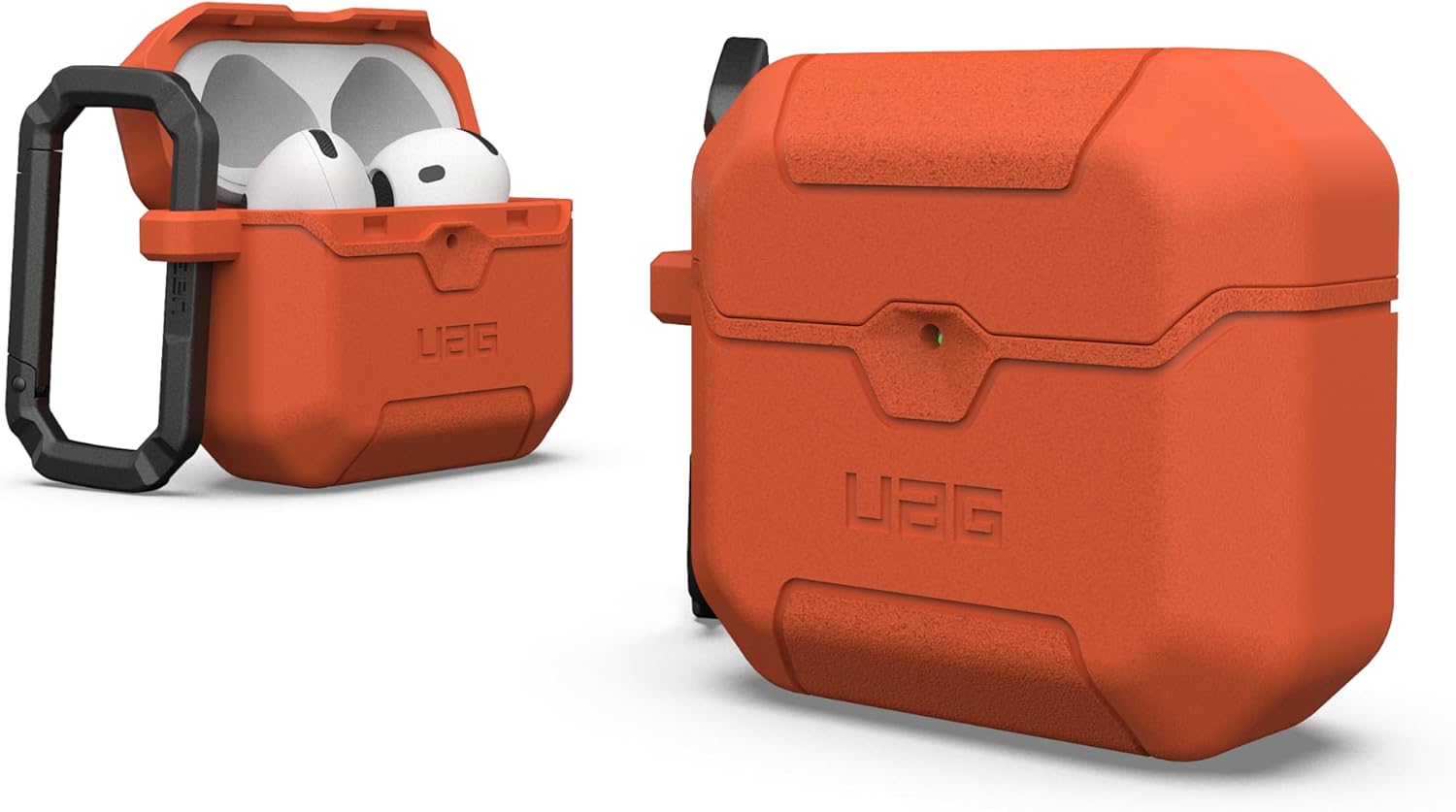 Front. UAG - UAG Designed for AirPods 4th Gen Case Scout, Rugged Military Grade Drop Proof Protective Cover with Detachable Carabiner - Rust.