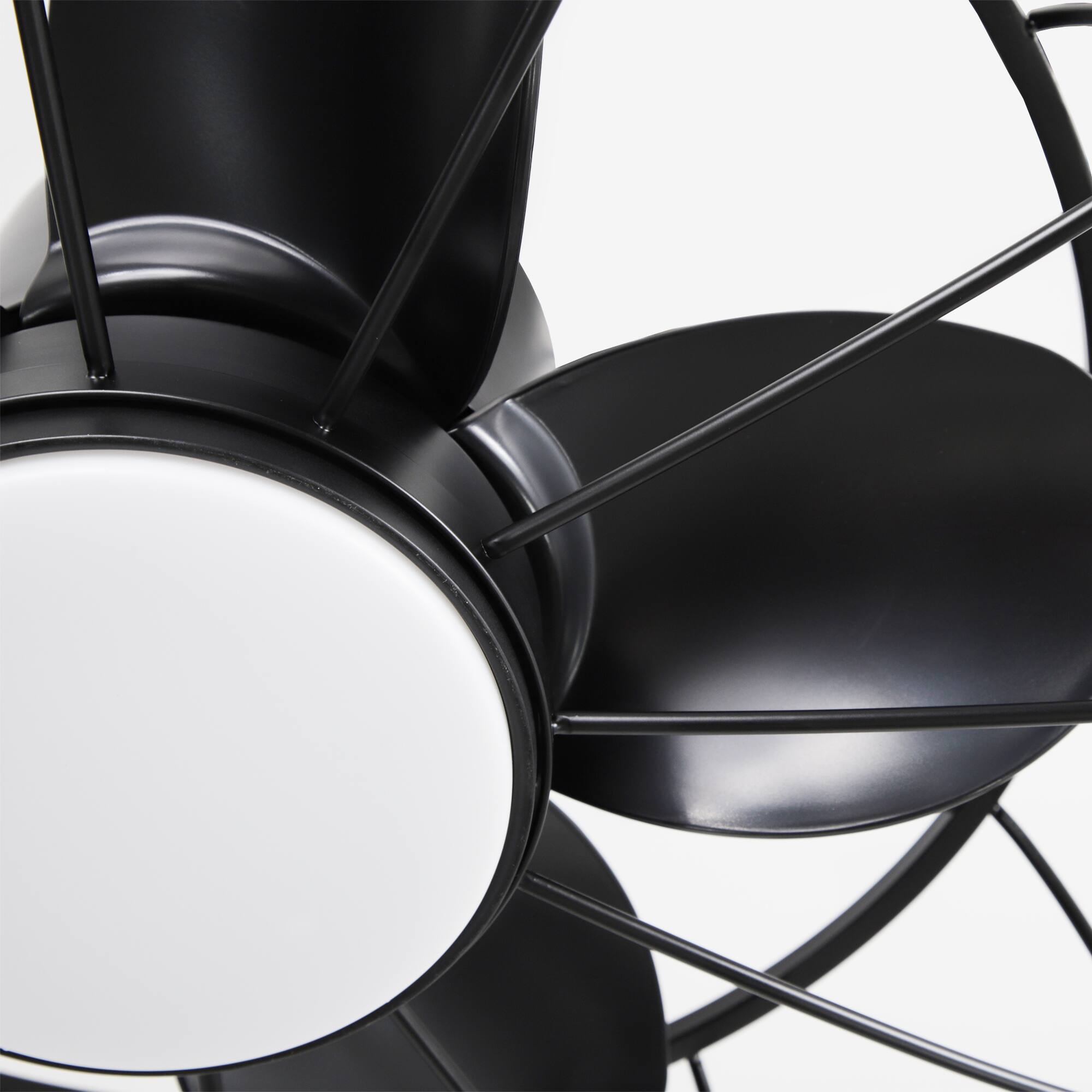 Alt View 10. Parrot Uncle - 20" Industrial Black Wet Rate Outdoor Caged Ceiling Fan with Light and Remote, Hook - Black.