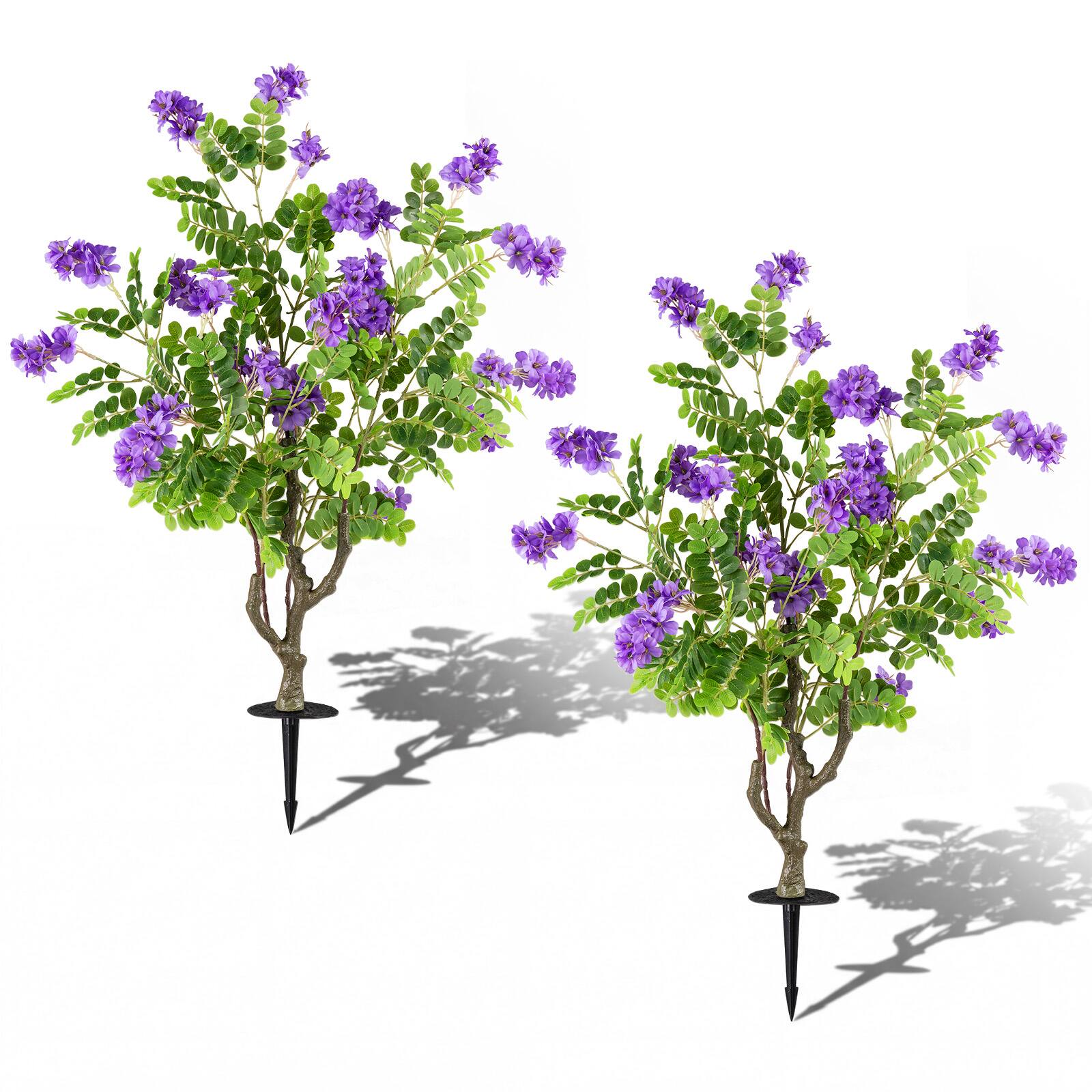 Alt View 9. Gymax - Gymax 2 Pack Artificial Locust Flower Trees w/Ground Spikes Sophora Japonica Blossoms White & Purple - Purple.