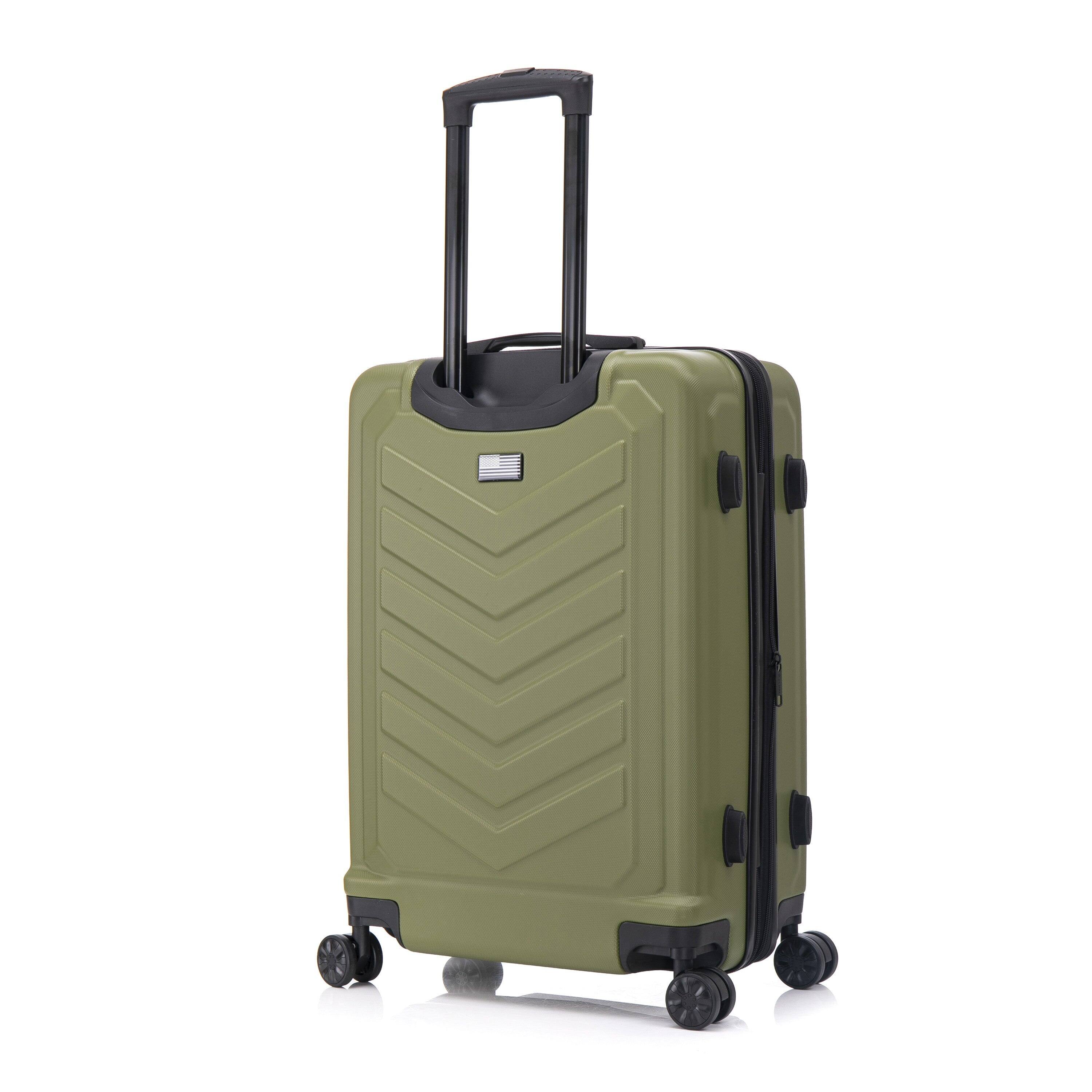 Angle. US Army - FOX PRO 28'' Expandable Large Suitcase with TSA Lock - OLIVE DRAB.