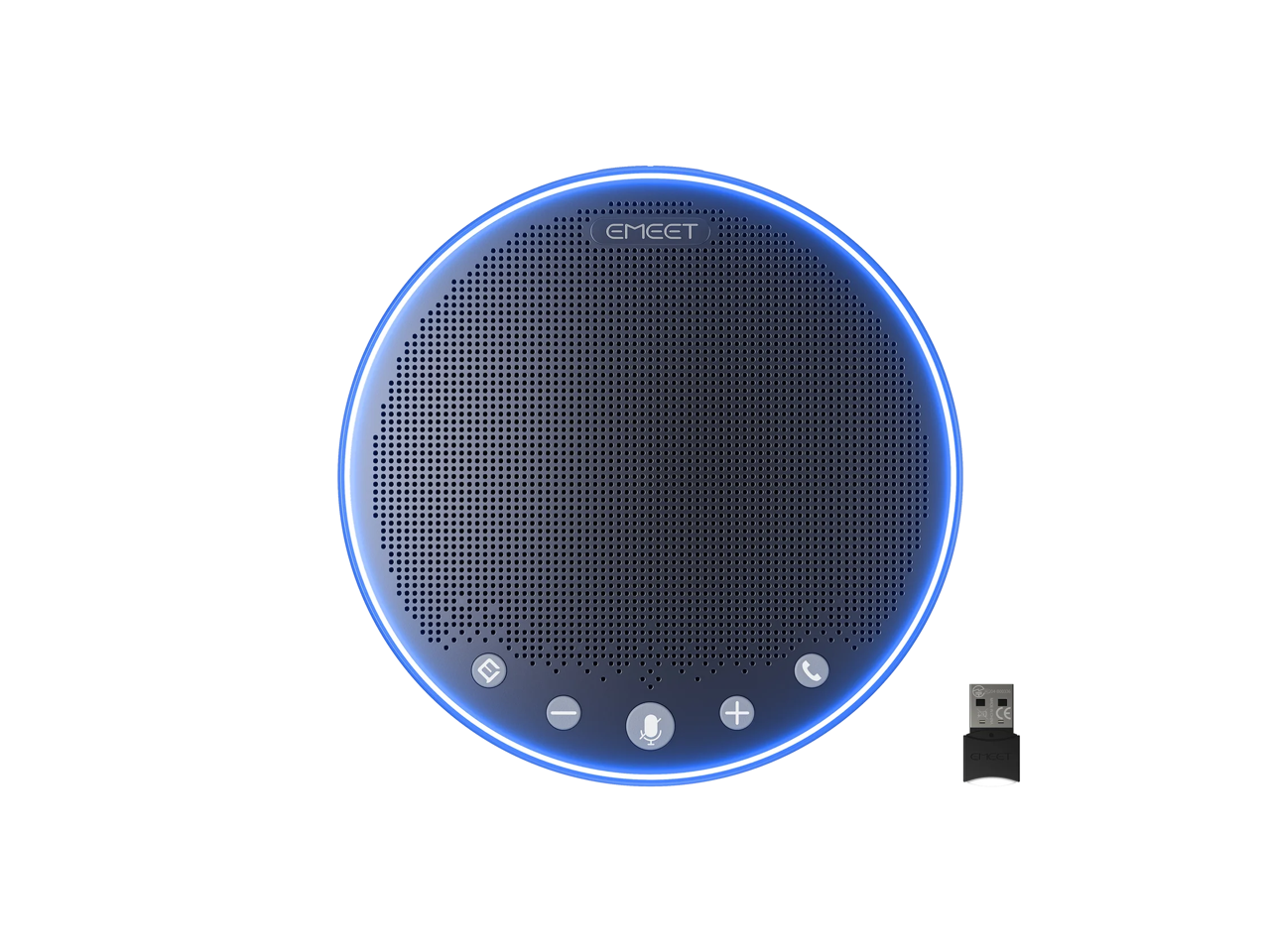 Front. EMEET - EMEET OfficeCore M3 Bluetooth Speakerphone, 4-Mic 360° Pickup, 89dB, Full Duplex, Daisy-Chain - Black.