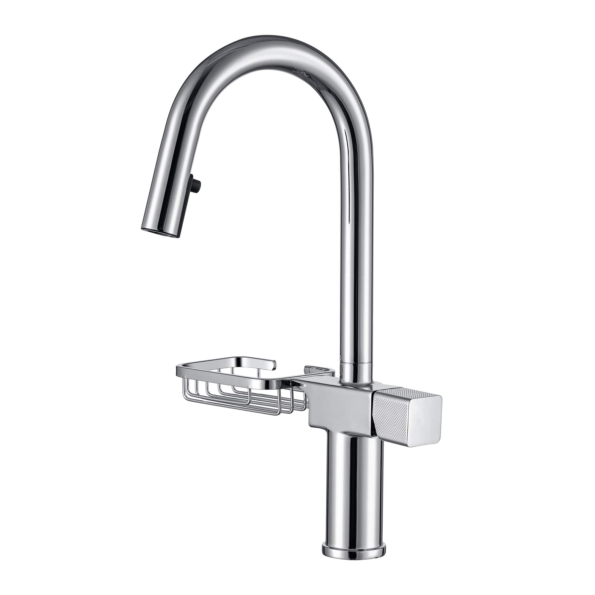 ​​High Arc Pull-Down Kitchen Faucet - Single Hole Stainless Steel, Modern Sink Faucet ​