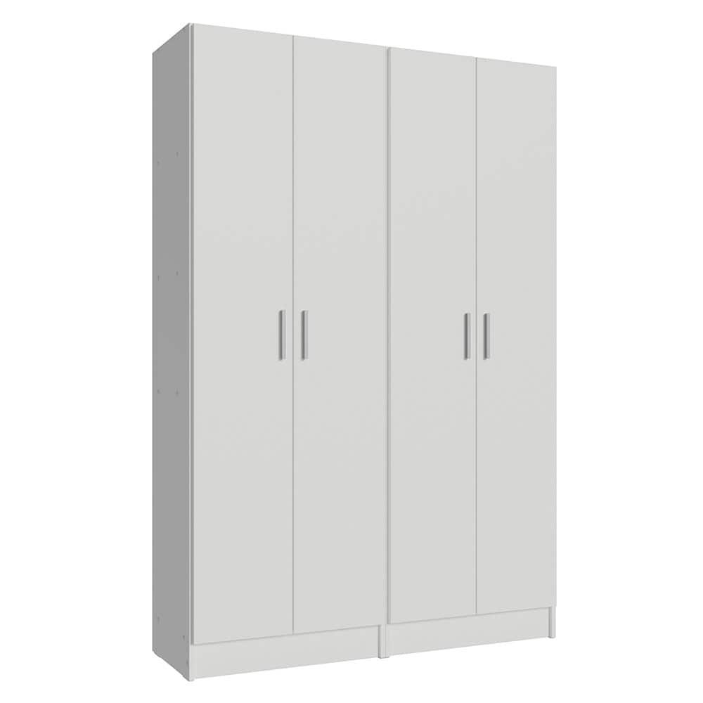 Madesa - Garage Set 2 Pantry Storage Cabinet with 8 Utility Shelves 47"L Wooden Organization Unit for Garage - White