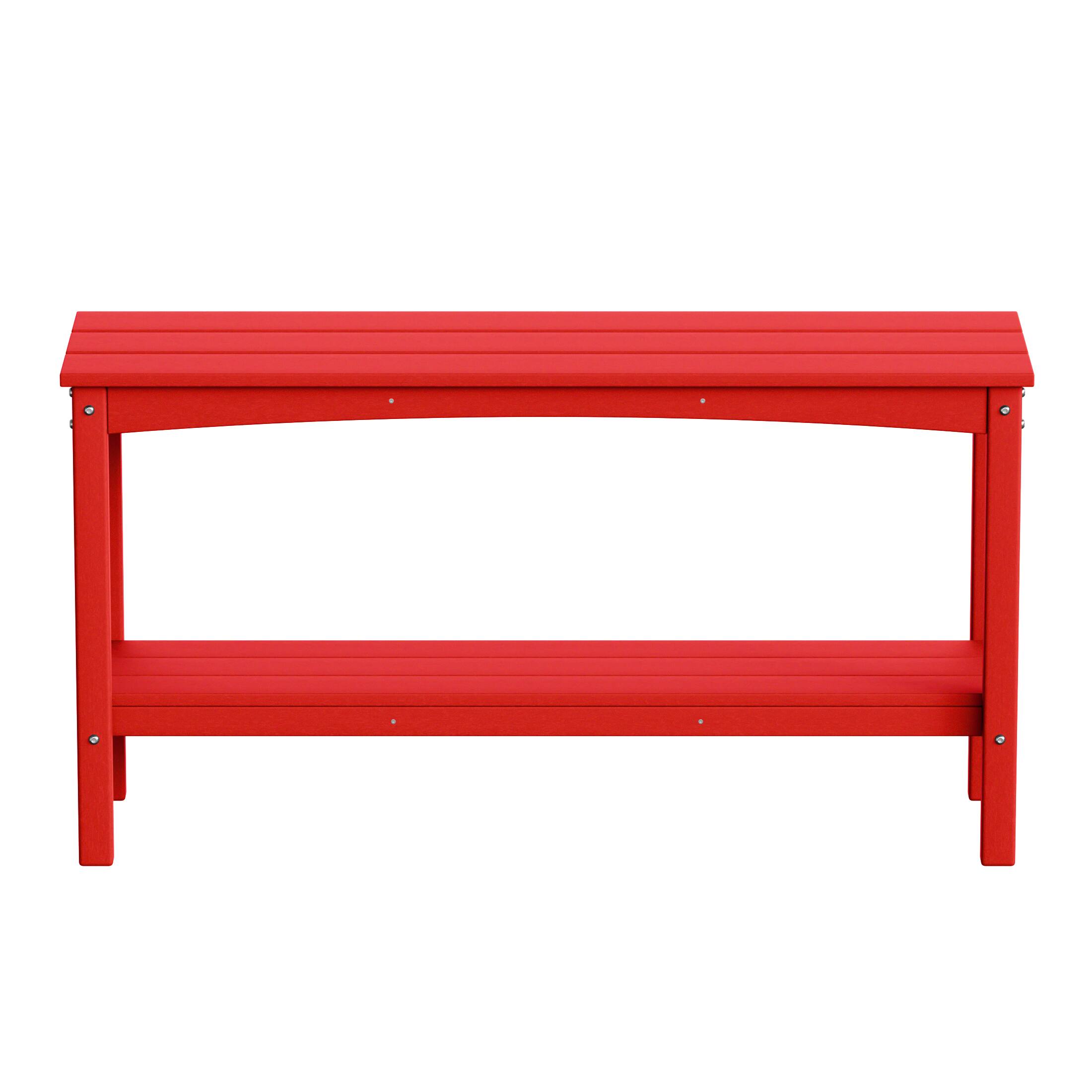 Front. WestinTrends - WestinTrends Malibu 55" Outdoor Patio HDPE Adirondack 2-Tier Shelf Console Table - Red.