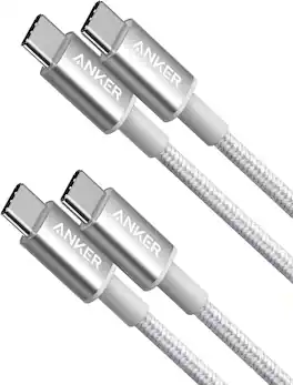 Anker - USB C to USB C Cable, Type-C 60W Fast Charging Cable (3.3 FT, 2Pack) - Silver