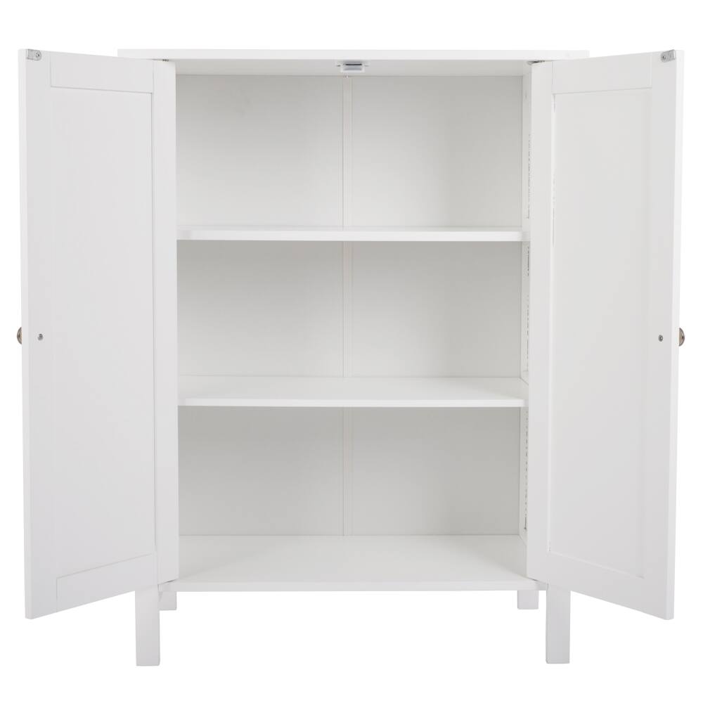 Alt View 3. Winado - Wooden Storage Floor Cabinet Freestanding Cabinet with 3 Shelves Rack Organizer for Bathroom Kitchen Pantry - White.