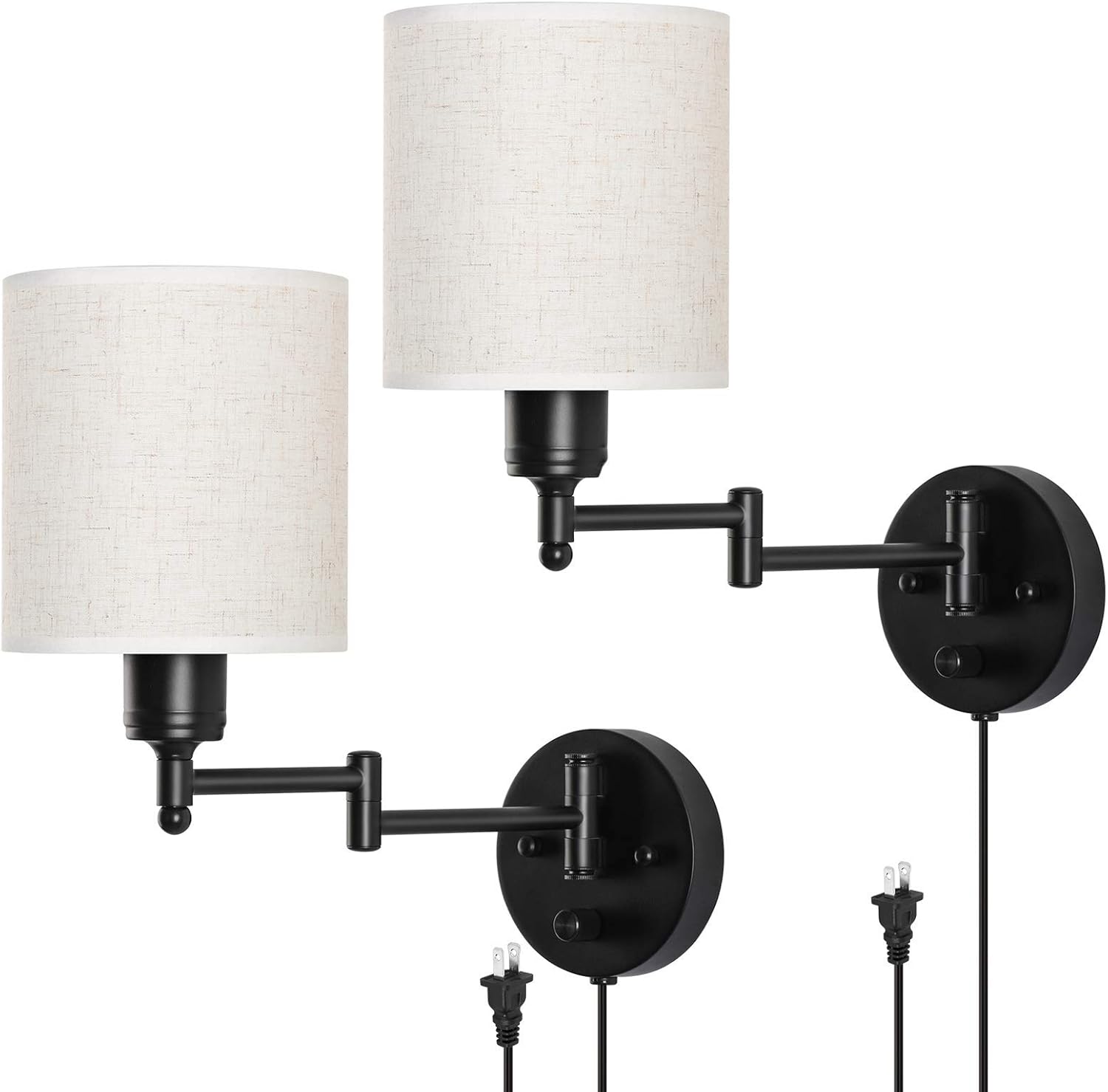 Front. Oumilen - 2 Pack Swing Arm Wall Lamps.