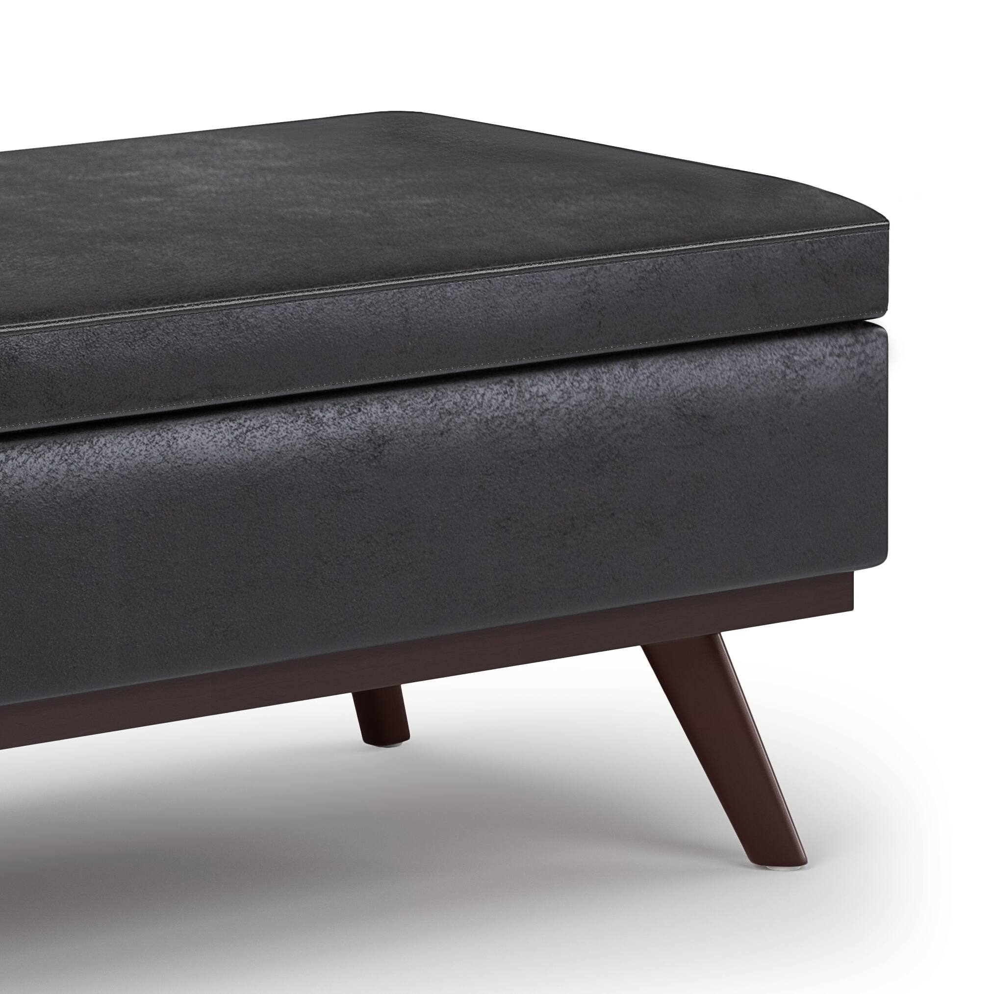 Alt View 12. Simpli Home - Owen Lift Top Large Coffee Table Storage Ottoman - Distressed Black.