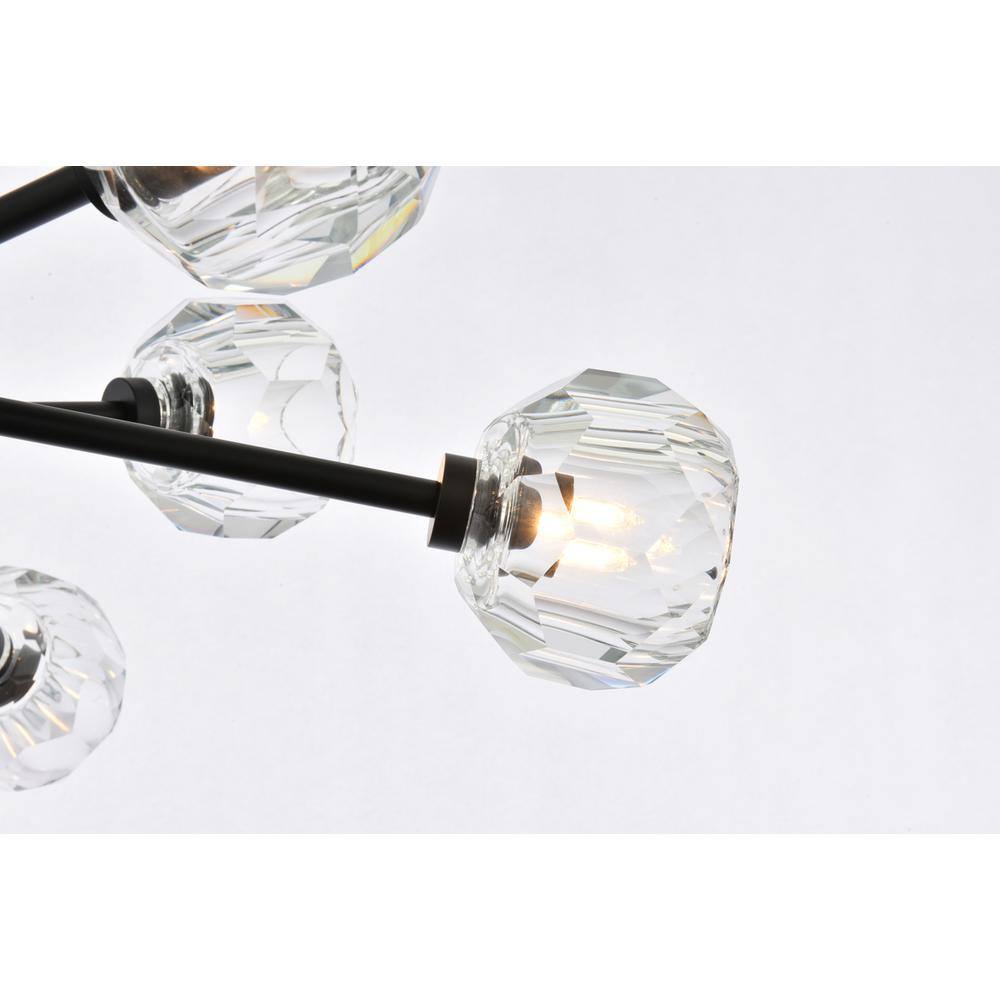 Alt View 3. Elegant Lighting - Graham 10 Light Pendant in Black - Black And Clear.