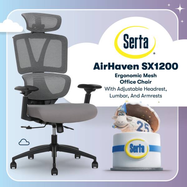 Serta AirHaven SX1200 Ergonomic Mesh Office Chair With Adjustable Headrest, Lumbar, And Armrests

25 Serta