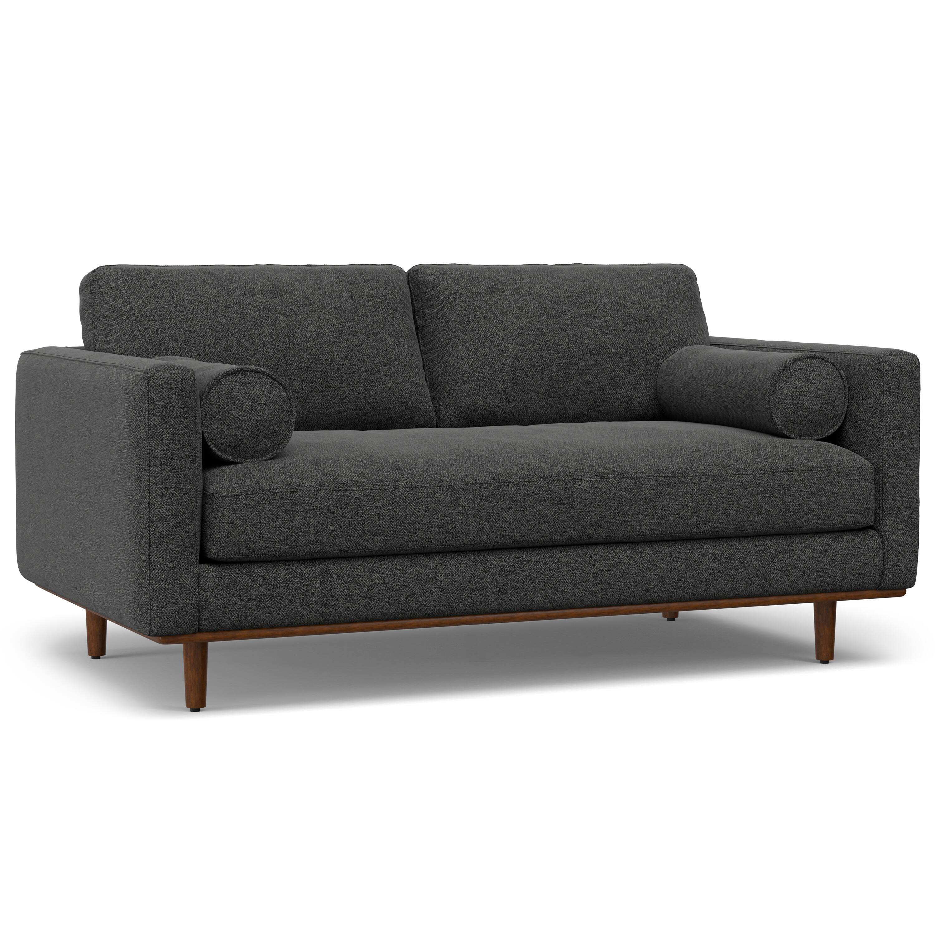 Back. Simpli Home - Morrison Mid-Century Modern 72 inch Wide Sofa with Ottoman Set in Charcoal Grey Tightly Woven Performance Fabric - Charcoal Grey.