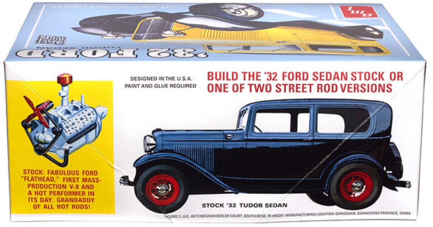 ROUN F8 FOR 932  
DESIGNED IN THE U.S.A.  
BUILD THE '32 FORD SEDAN STOCK OR ONE OF TWO STREET ROD VERSIONS  
STOCK: FABULOUS FORD "FLATHEAD," FIRST MASS-PRODUCTION V-8 AND A HOT PERFORMER IN ITS DAY. GRANDADDY OF ALL HOT RODS!  
STOCK '32 TUDOR SEDAN  
MANUFACTURING LOCATION: DONGGUAN GUANGDONG PROVINCE, CHINA  
BOUND 2. LLC  
4073 MEGHAN BEELER COURT SOUTH BESO IN  

DESIGNED IN THE U.S.A.  
PAINT AND GLUE REQUIRED  

BUILD THE '32 FORD SEDAN STOCK OR ONE OF TWO STREET ROD VERSIONS  

STOCK '32 TUDOR SEDAN  
MANUFACTURING LOCATION: DONGGUAN, GUANGDONG PROVINCE, CHINA