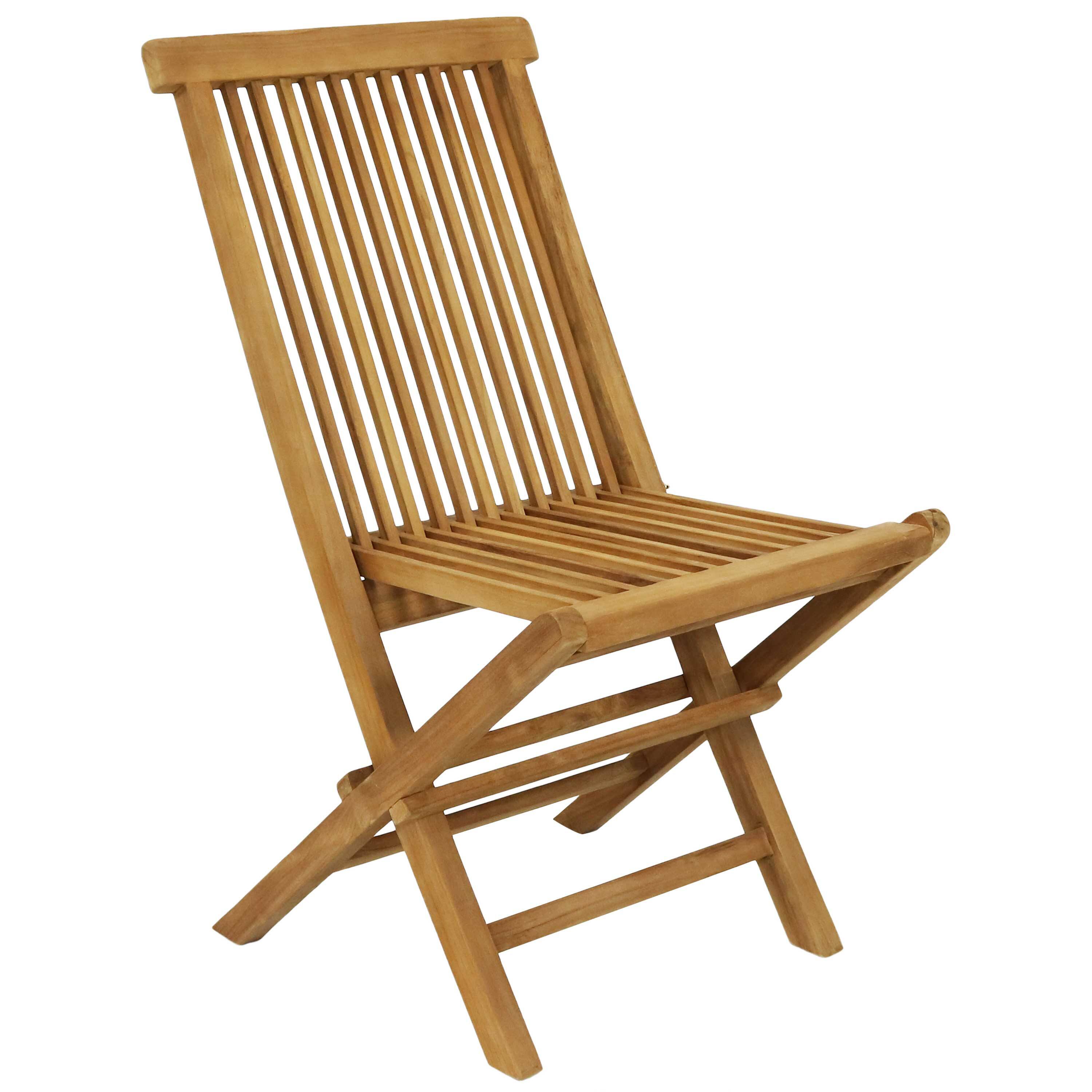 Alt View 4. Sunnydaze - Hyannis Solid Teak Wood Folding Slat-Back Patio Chair - Set of 2 - Light Brown.