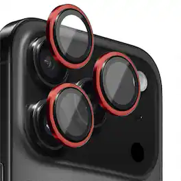 Entronix - Camera Lens Protector Compatible with iPhone 17 Pro/17 Pro Max - Luxury Metal - Red