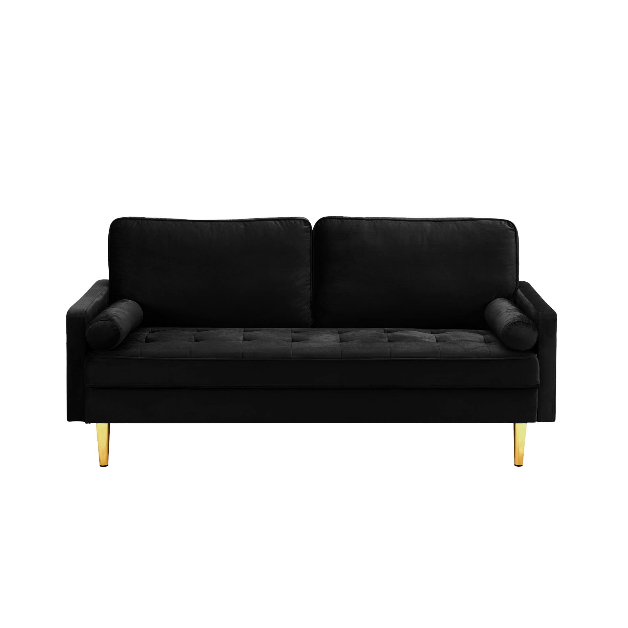 Alt View 1. GOODSILO - 65-Inch Minimalist Velvet Sofa with Metal Legs and Cushions, Perfect for Living Room or Bedroom - Black.