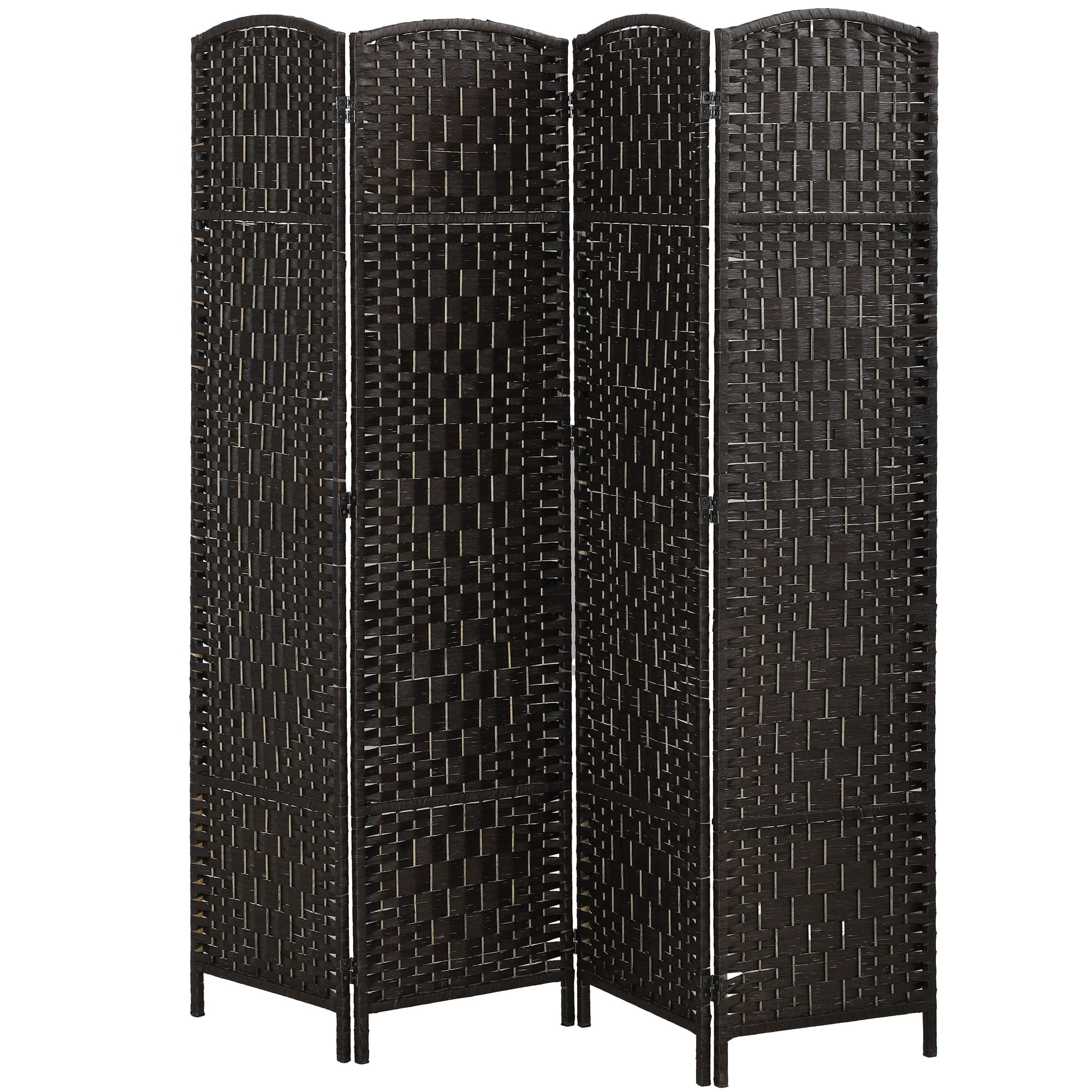 Homcom - Divider, 4 Panel Folding Privacy Screen - Coffee