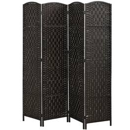 Homcom - Divider, 4 Panel Folding Privacy Screen - Coffee
