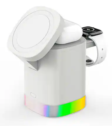 Front. Chargeworx - Magsafe 4-In-1 with RGB light - White.