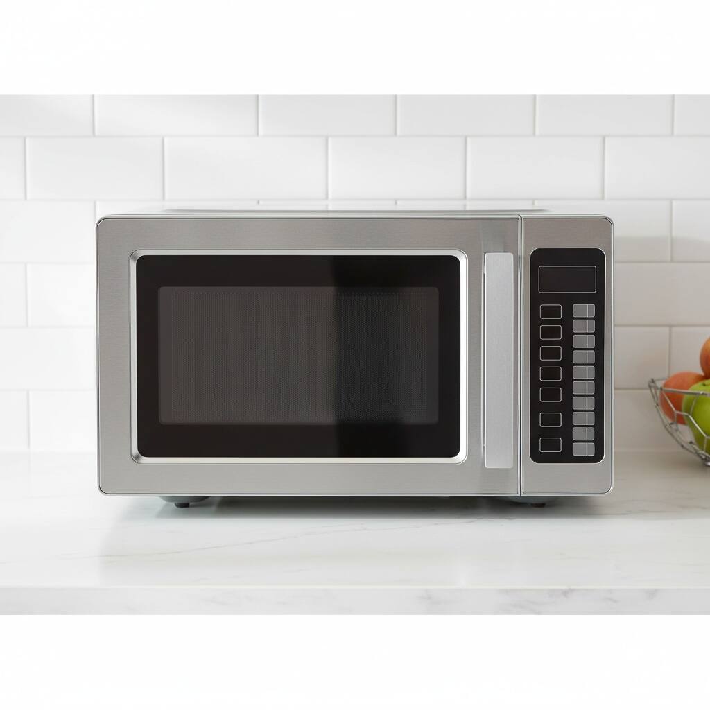 Alt View 4. Forest'nSky - 1000W Commercial Countertop Microwave, 0.9 Cu Ft Stainless Steel, Touchscreen with 10 Presets, Child Safety Lock - Silver.