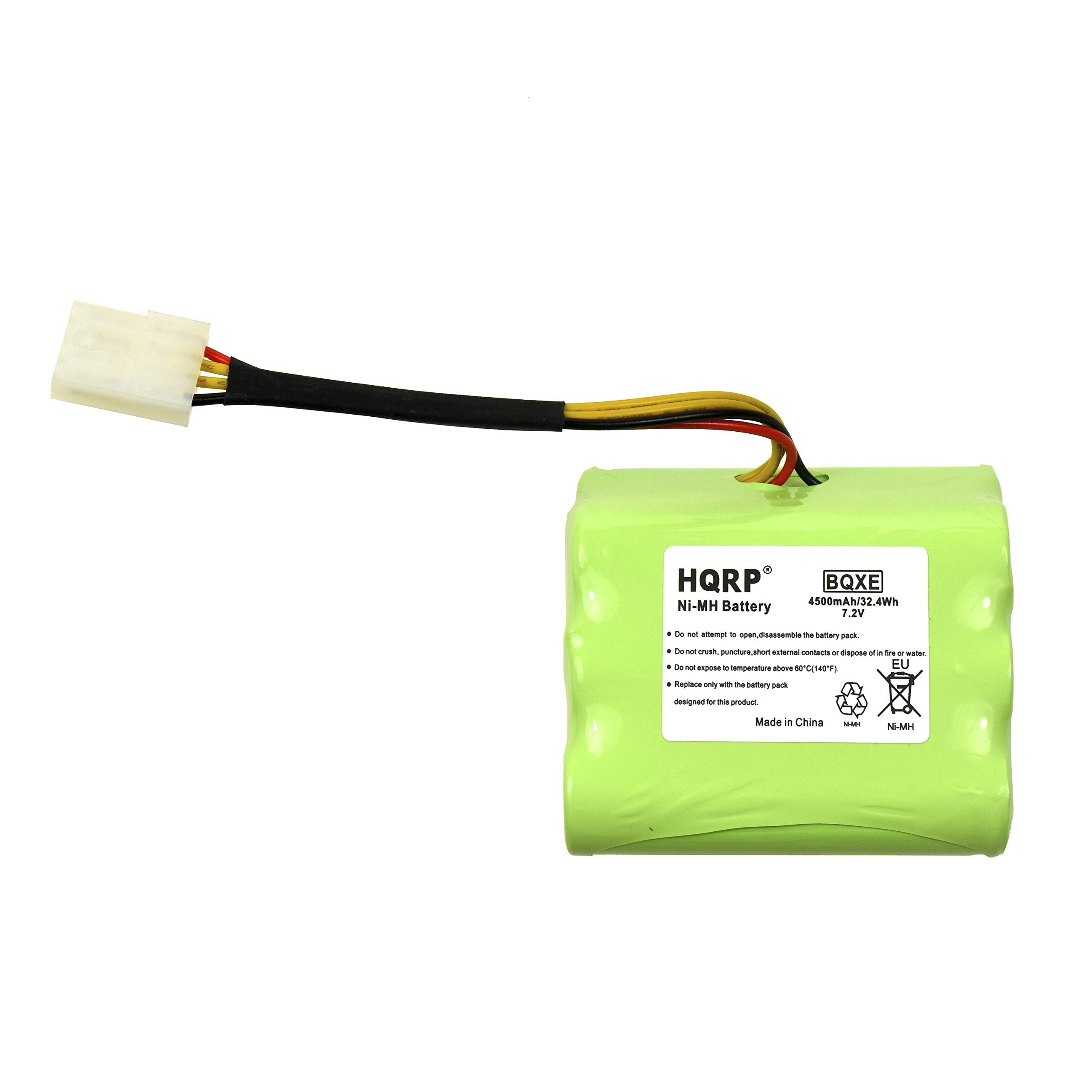 HQRP BQXE Ni-MH 4500mAh/32.4Wh Battery 7.2V

- Do not attempt to open, disassemble the battery pack.
- Do not crush, puncture, short-circuit external contacts or pack. Dispose in an incinerator or in a water.
- Do not expose to temperature above 60°C (140°F).
- Replace only with the battery pack designed for this product.

Made in China

Ni-MH